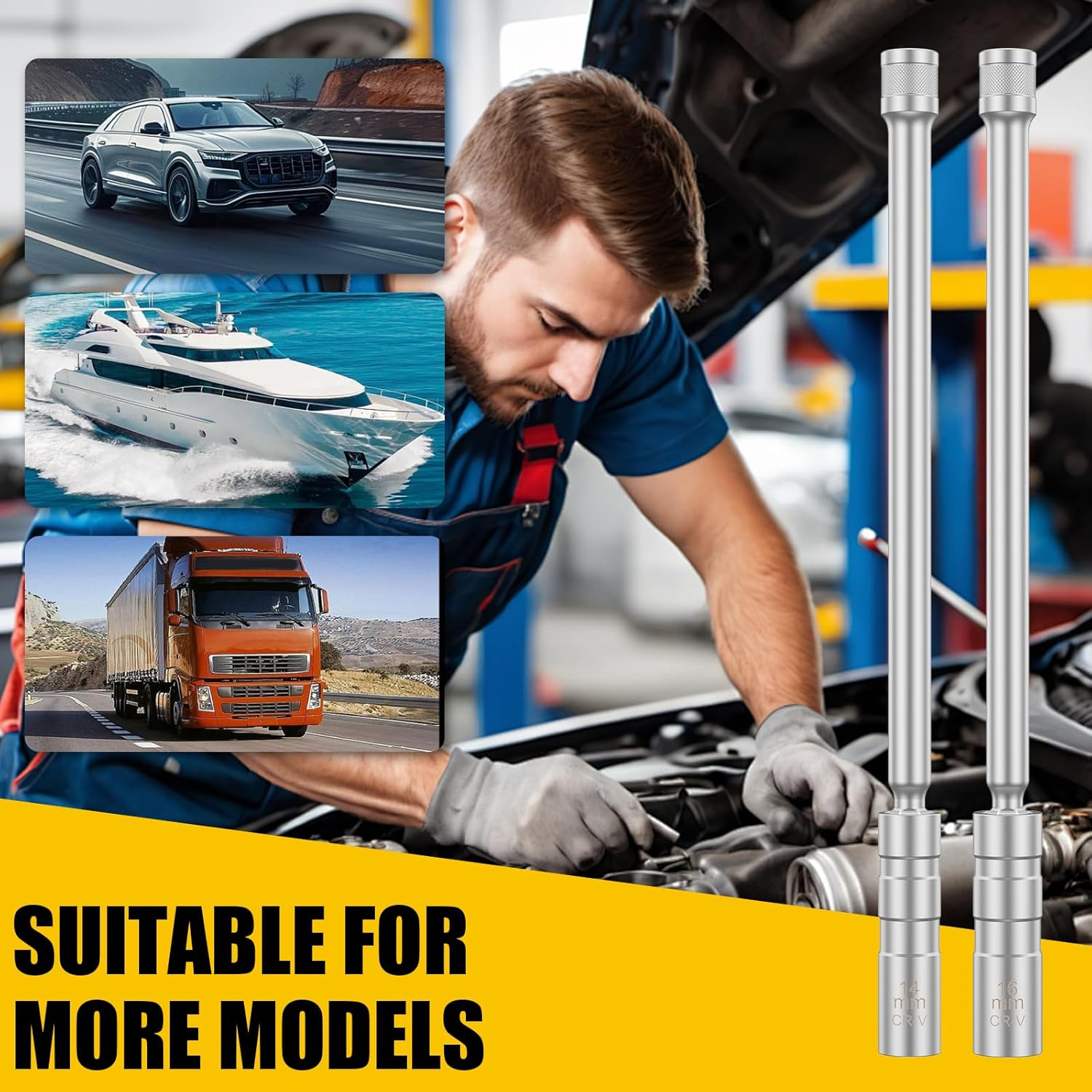 DJAPWPX-2/4 Pcs 14Mm+16Mm Spark Plug Socket, Magnetic Spark Plug Socket Set, Thin Wall Spark Plug Removal Tool, Professional Spark Plug Socket Kit for Replacing Spark Plugs (2) - 4 image number 5