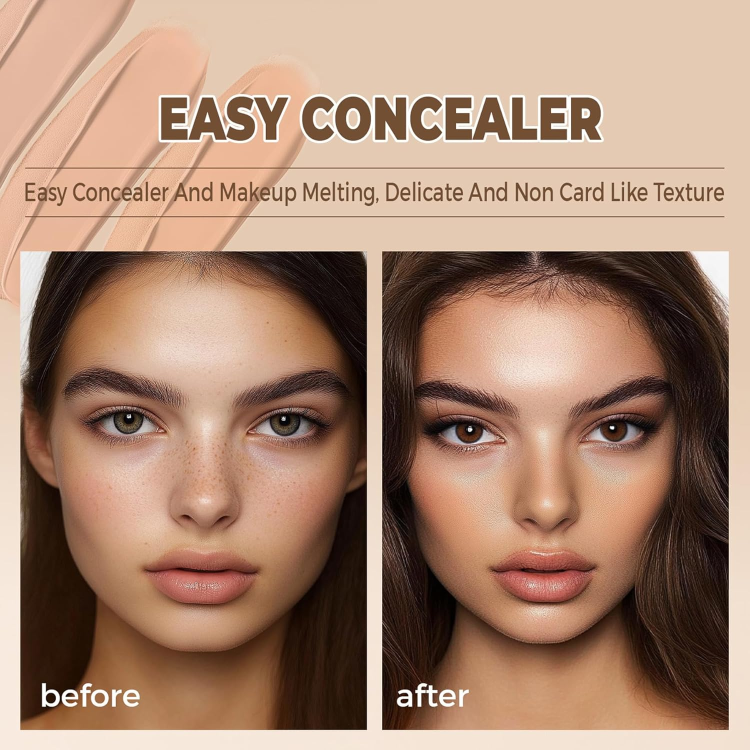 Full Coverage Concealer Cream &ndash; Waterproof Long-Lasting Corrector for Dark Circles, Tattoos, Blemishes & Scars, Lightweight & Natural Finish image number 3