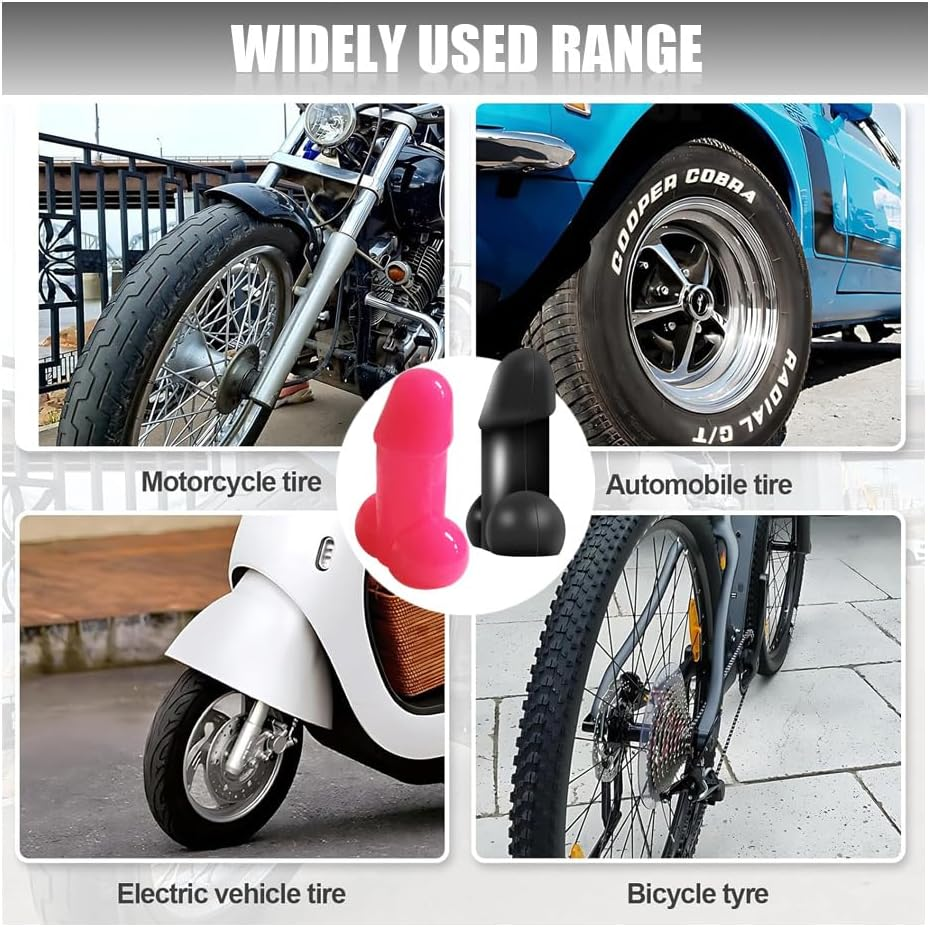 8PCS Prank Wheel Tire Valve Stem Caps, Car Tire Valve Caps Universal, Universal Luminous Tire Valve Stem Cap Dust Cover Fits Cars Trucks Bikes Motorcycles (Black) image number 5