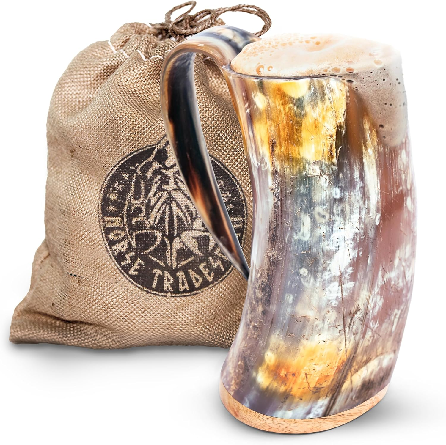 Norse Tradesman Genuine Viking Drinking Horn Mug&hellip; (500 MLS, Original, Low Polish)