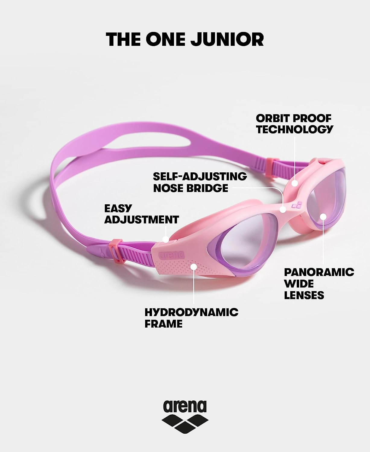 ARENA the One Junior Goggles, Comfortable, Unisex Anti-Fog Goggles with UV Protection and Adjustable Fit, for Children Age 6-12
