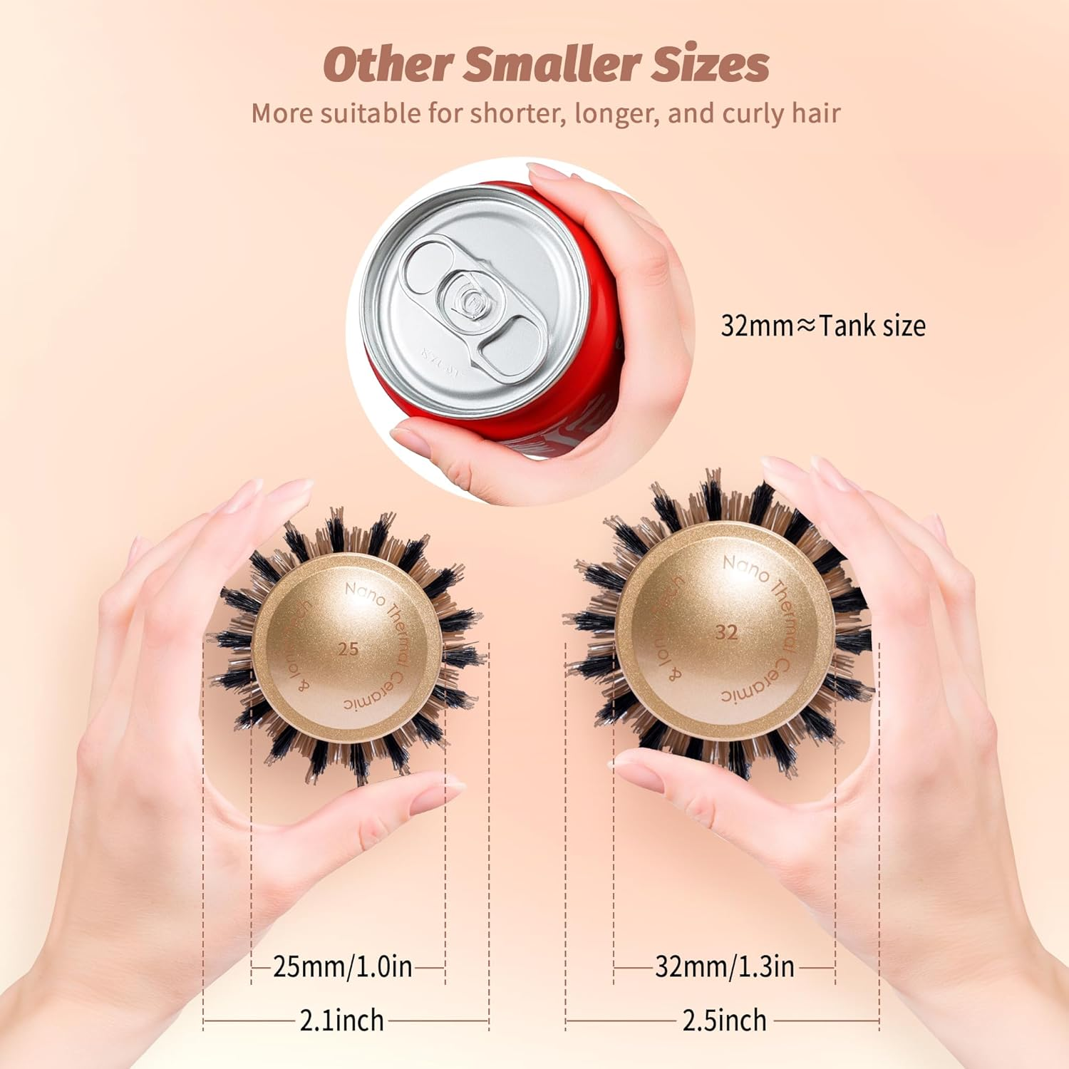 Round Brush for Blow Out, Nano Thermal Ceramic & Ionic Tech round Barrel Hair Brush with Boar Bristles and Nylon Pins, Roller Brush for Blow Drying and Styling, 4 Free Clips (Barrel 1.7 Inch, 45Mm) image number 3