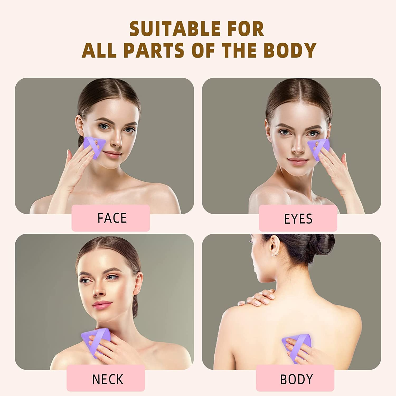 YBVABE 14Pieces Powder Puff, YBVABE 6Pcs round 8CM Makeup Puff and 8Pcs Velour Triangle Powder Puff , Reusable Face Sponge with Strap, Soft Face Beauty Puffs for Loose Powder Mineral Powder Body Cosmetic Foundation Makeup Tool image number 1