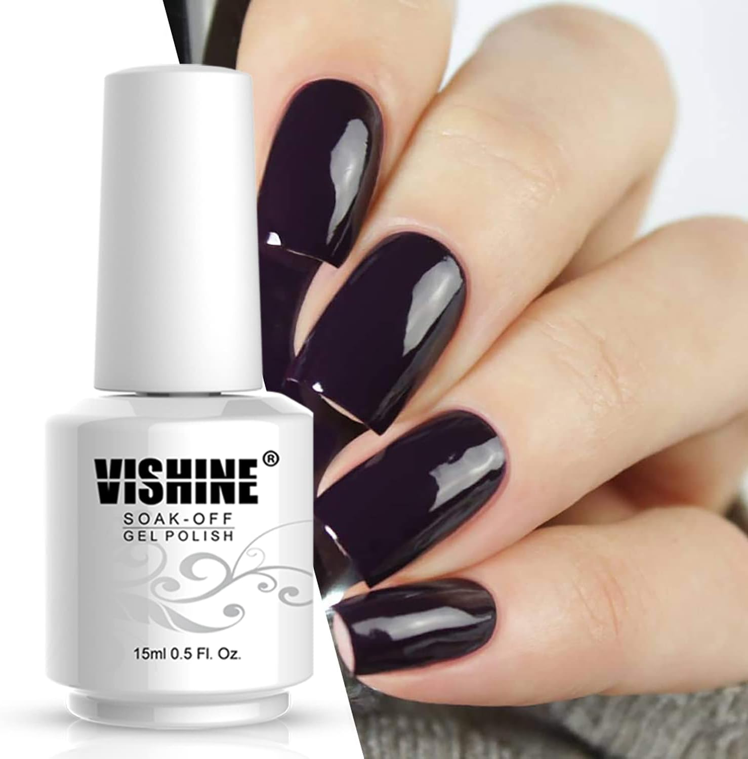 Vishine Gel Nail Polish15Ml Soak off UV LED Nail Gel Polish Nail Art Starter Manicure Salon DIY at Home - Deep Berry Purple 0.5 OZ image number 4