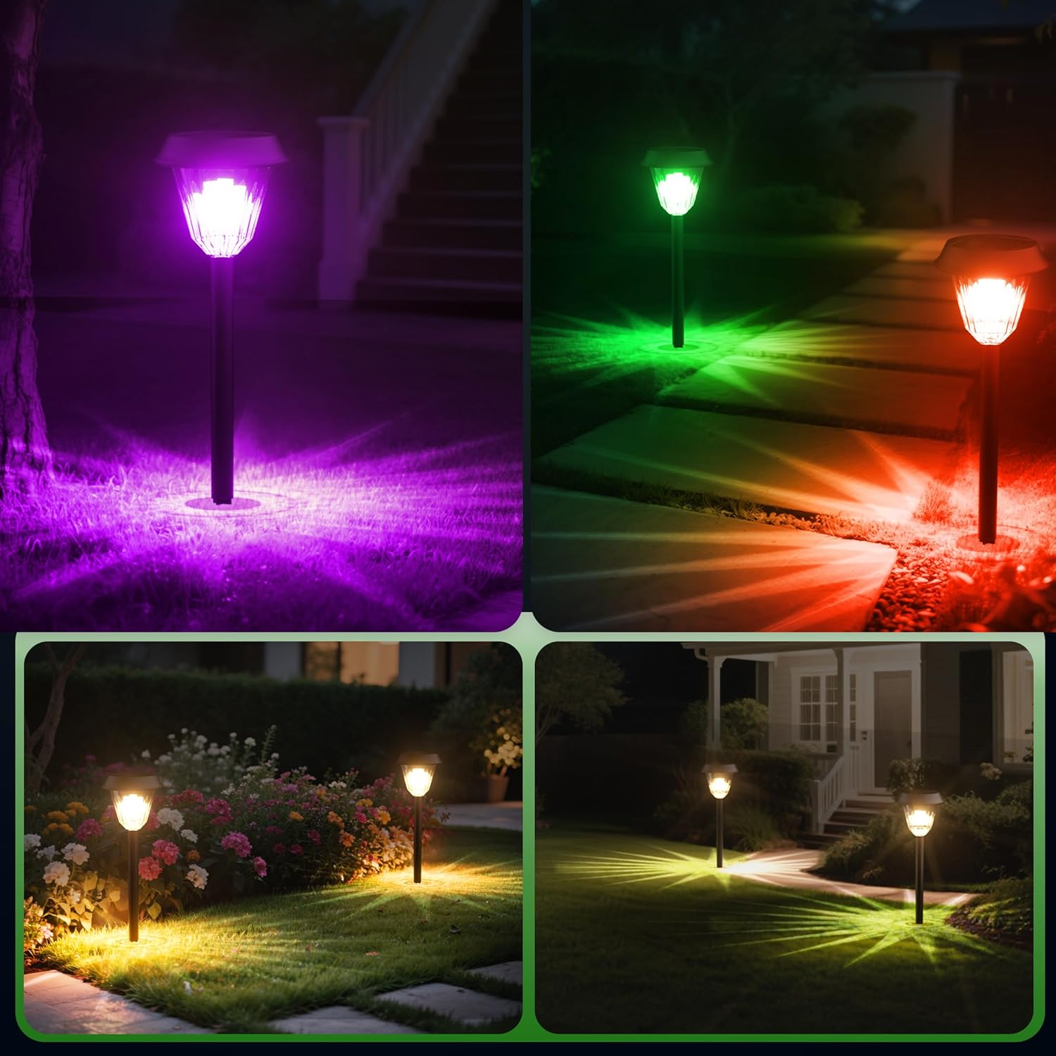 Quntis Solar Pathway Lights Outdoor 6 Pack, IP65 Waterproof Solar Garden Lights, Auto On/Off Solar Landscape Lighting Warm White/Rgb, Solar Powered Path Lights for Yard Driveway Walkway Patiolawn image number 5