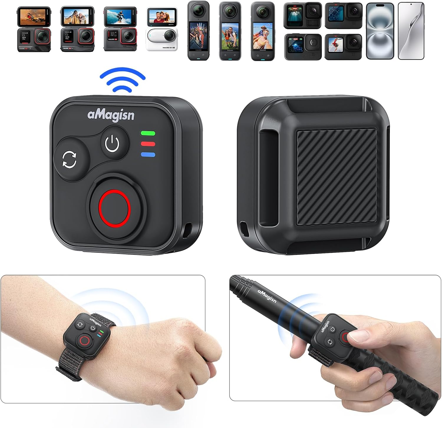 Coyktonty GPS Bluetooth Remote Control for INSTA360 X5 X4 X3 X2/Ace Pro2/Ace Pro/Ace/Go 3S/GO 3/ONE RS/ONE R/Gopro Series,Wireless 50M Remote Control Range image number 5