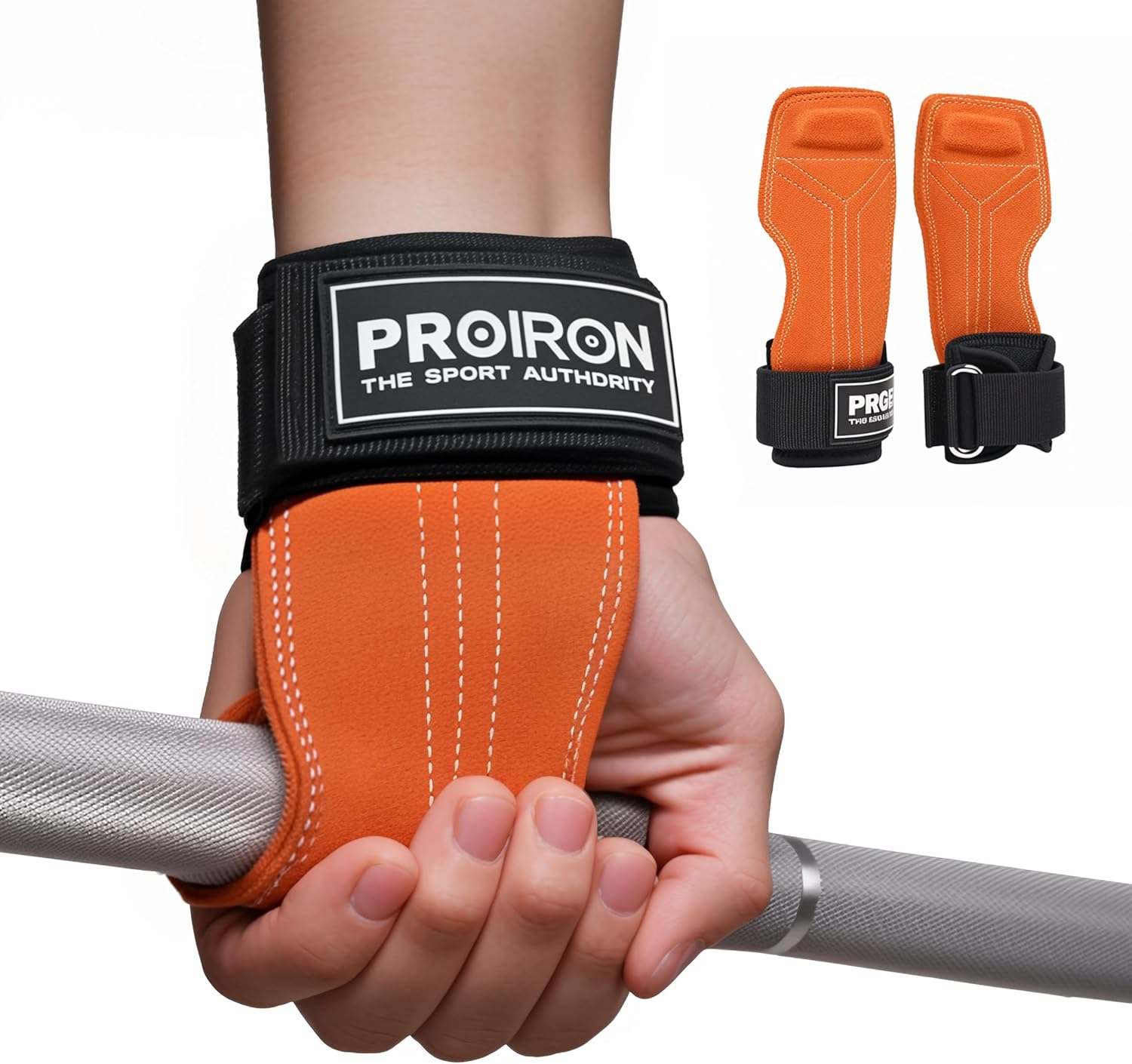 PROIRON Weight Lifting Wrist Straps Double Layer Leather Weightlifting Wrist Strap Heavy Duty Power Wrist Straps Hand Grip Support for Deadlifts, Pull Ups, Shrugs for Men and Women(Pair)