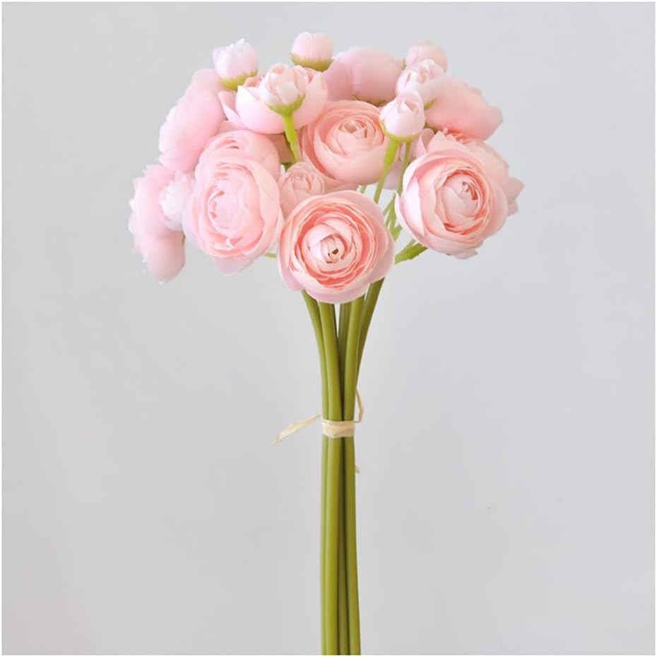 AU021-2 Pale Pink Artificial Water Lily Bouquet, 1 Pcs Fake Silk Flower Family Office Store Hotel Wedding Display Cabinet Bouquet Ideal Decoration, 10.2"(26Cm) - Dark Pink image number 4