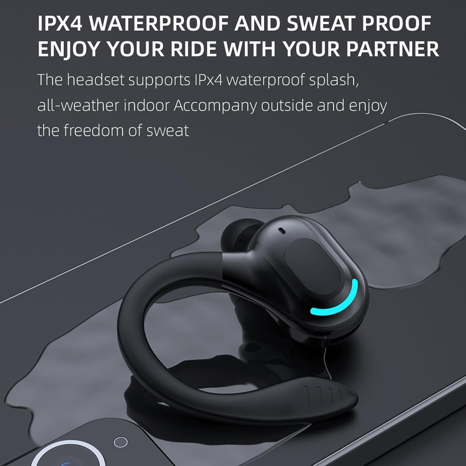 Bluetooth Headset with Microphone Mobile Phone Wireless Hands-Free In-Ear Single Headphones Bluetooth Wireless Earbud with Ear Hook Cordless Earphones Hands-Free Ear for Business Office Driving image number 3