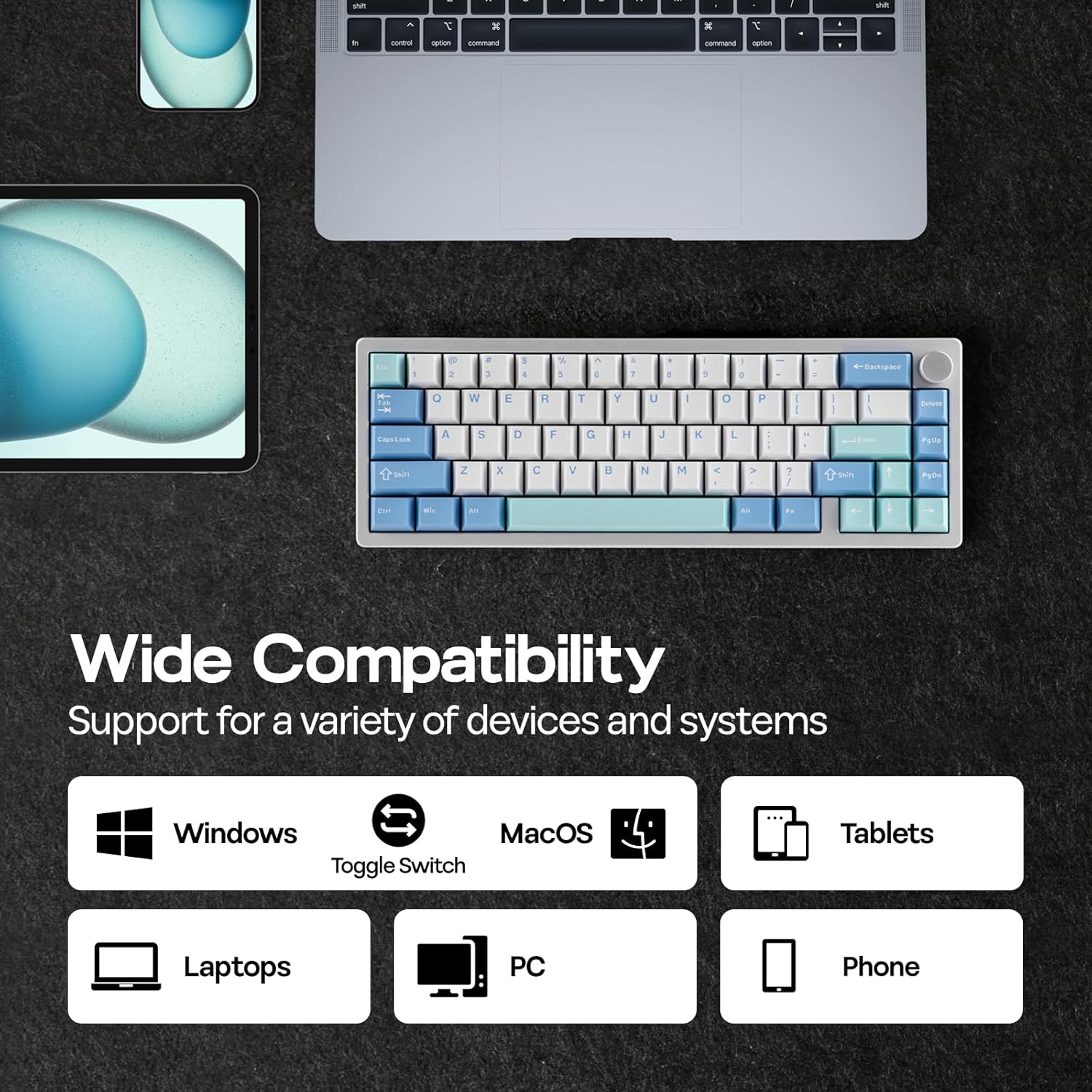 EPOMAKER Galaxy65 Wireless QMK/VIA Mechanical Keyboard, Ball-Catch Anodized Aluminum Custom Keyboard, Pre-Lubed Hot-Swappable Switch, RGB Backlit, Rotary Knob, 2.4Ghz/Bt/Type-C (Silver) - Silver image number 4