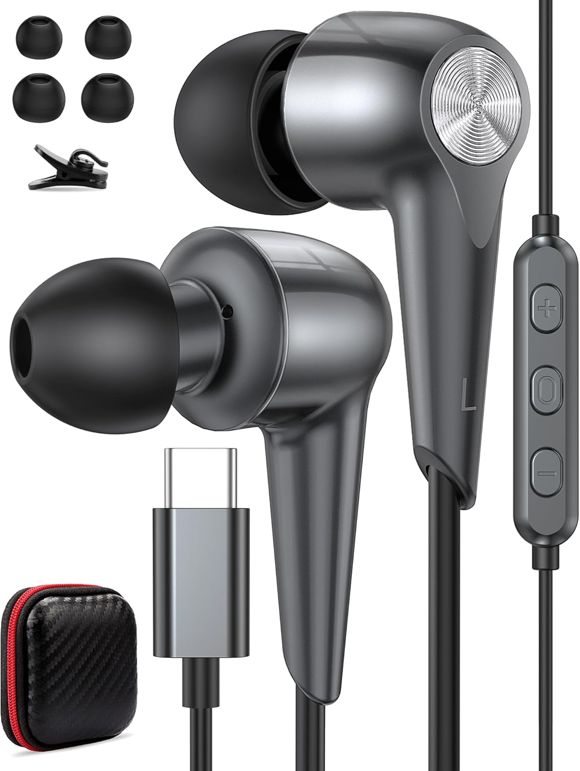 USB C Earbuds Wired Headphones with Microphone for Samsung S24 Ultra S23 FE S22 S21, Type C In-Ear Noise Canceling Sport Headset for Iphone 15 plus Ipad Galaxy A55 A35 A33 A34 Oneplus 12 Pixel 8 7 6A