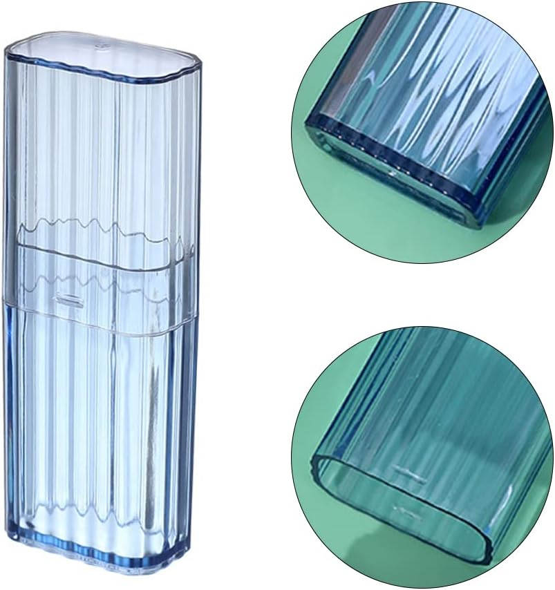 4 Pcs Cotton Swab Holder for Travel Mini Travel Swab Case Cotton Swab Box for Makeup Sponge Cotton Swabs Hair Ties Floss Cosmetics Makeup Bedroom Travel (Blue) - Transparent image number 4