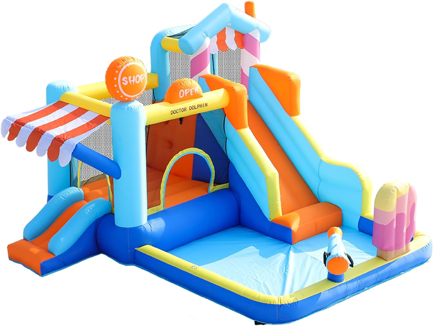 X Doctor Dolphin Inflatable Bounce House with Slide and Blower for Kids, Double Slide Jumping Inflatable Bouncer Blow up Bouncy Castle with Ball Pit for Indoors and Outdoors image number 4