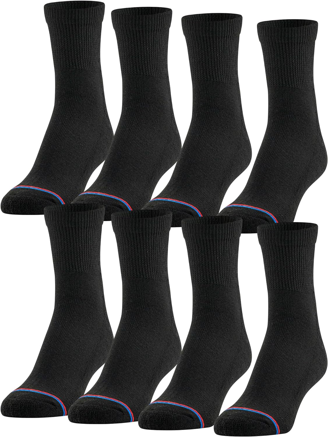 Medipeds Mens 8577 8 Pack Diabetic Quarter Socks with Non-Binding Top Socks