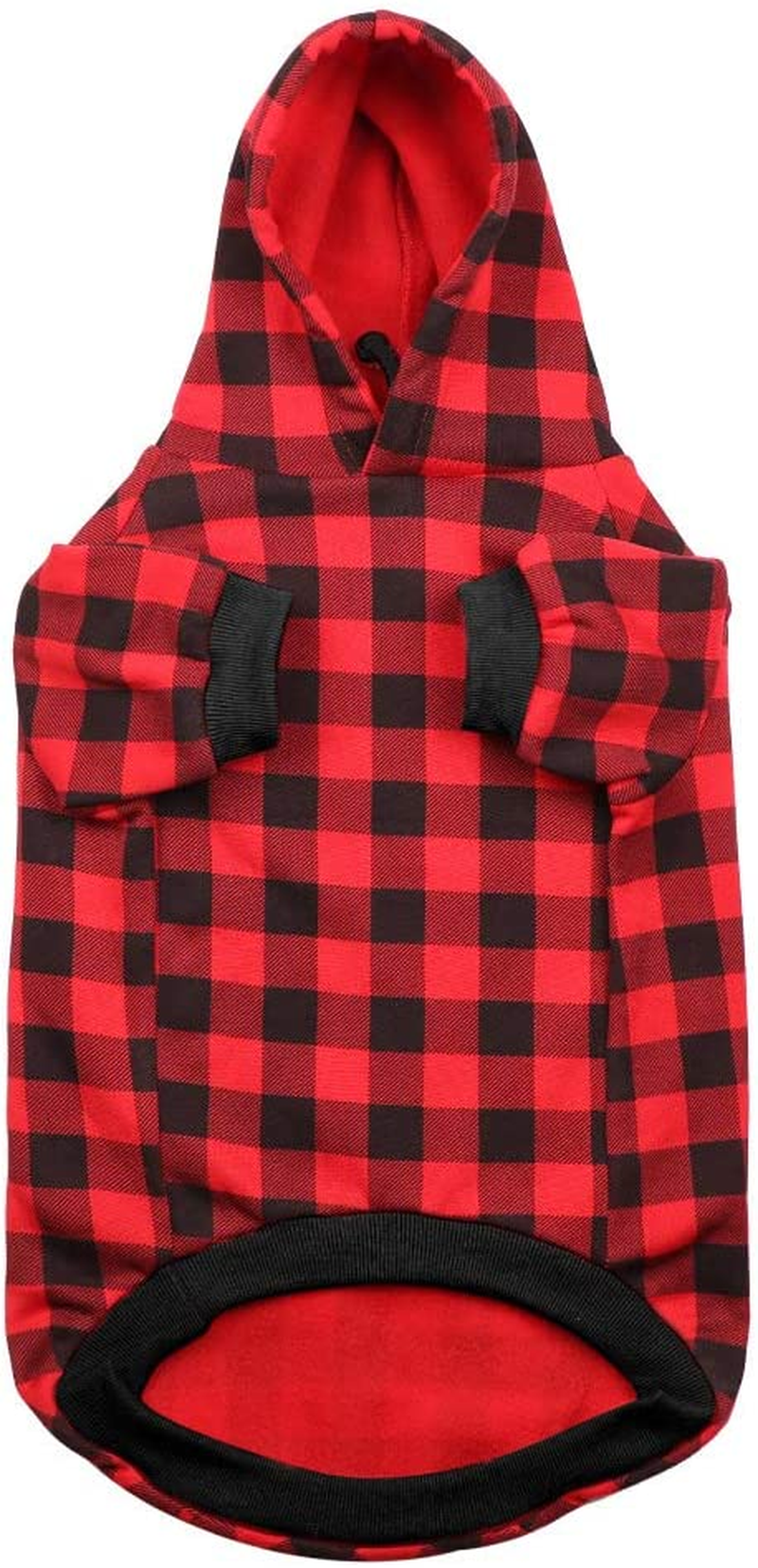 Mtliepte Red Plaid Dog Hoodie Sweater for Dogs Pet Clothes with Hat and Pocket（L） image number 3