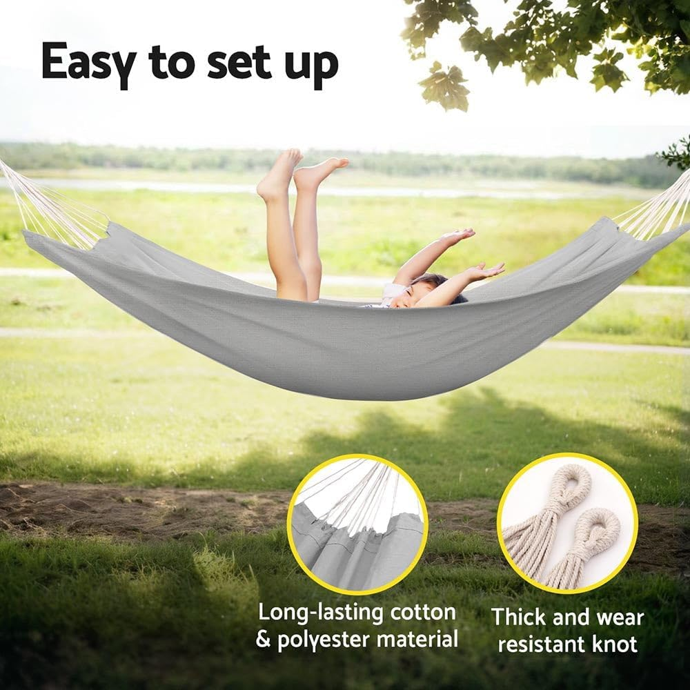 Gardeon Hammock Bed W/Travel Bag Outdoor Lounge Hanging Chair Portable Grey image number 2