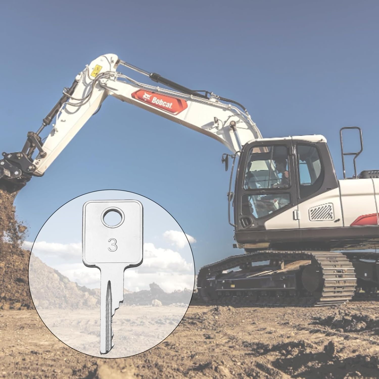 6693241 Ignition Key,10 Pack D250 Bobcat Keys Heavy Equipment Key Fits Bobcat Skid Steer Genie Loader image number 1