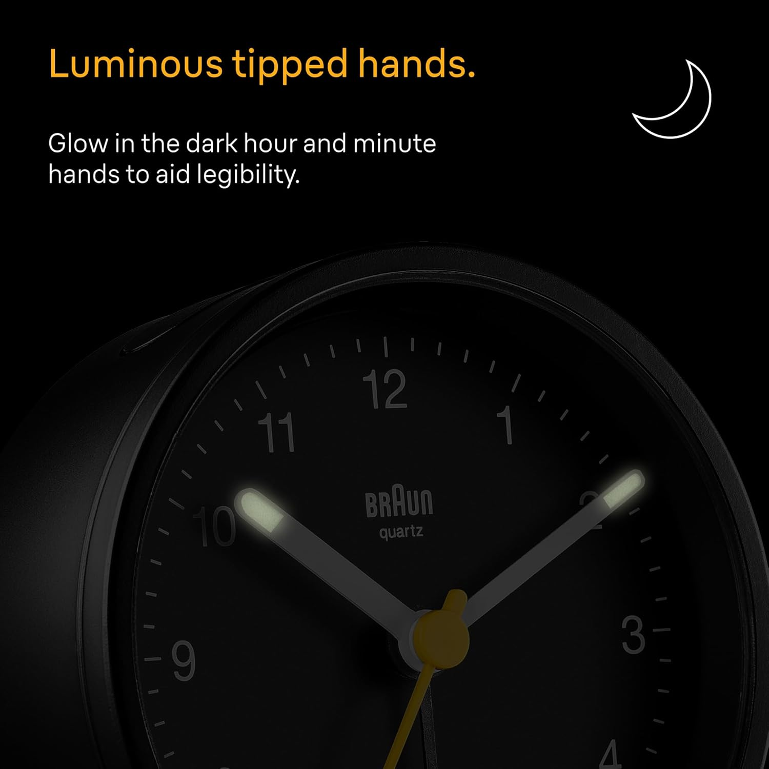 Braun Classic Analogue Clock with Snooze and Light, Quiet Quartz Movement, Crescendo Beep Alarm in Black, Model BC12B, One Size image number 2