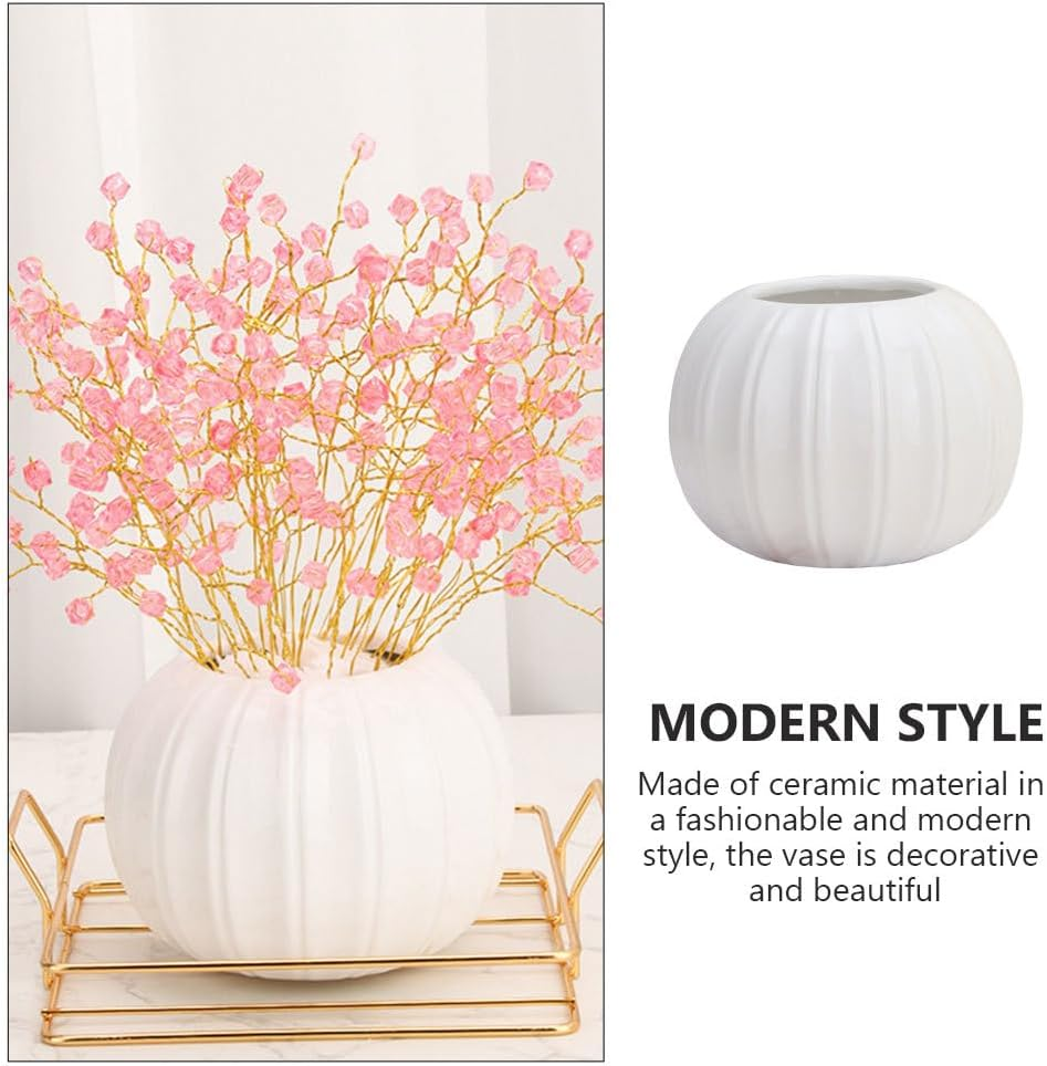 DECHOUS Succulent Planter Pots White Ceramic Pumpkin Vase Bubble Vase for Flower Arrangement Hydroponic Planter for Dried Flower