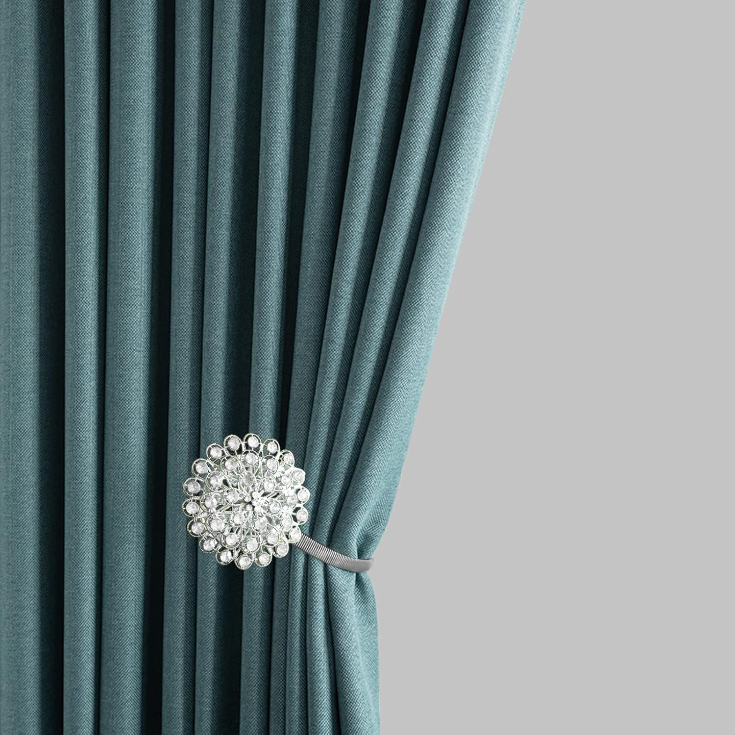 4 Packs Curtain Magnetic Buckle Spring Window Decoration Curtain Tie Rope for Home Office Decoration (White) - Lake Blue image number 5