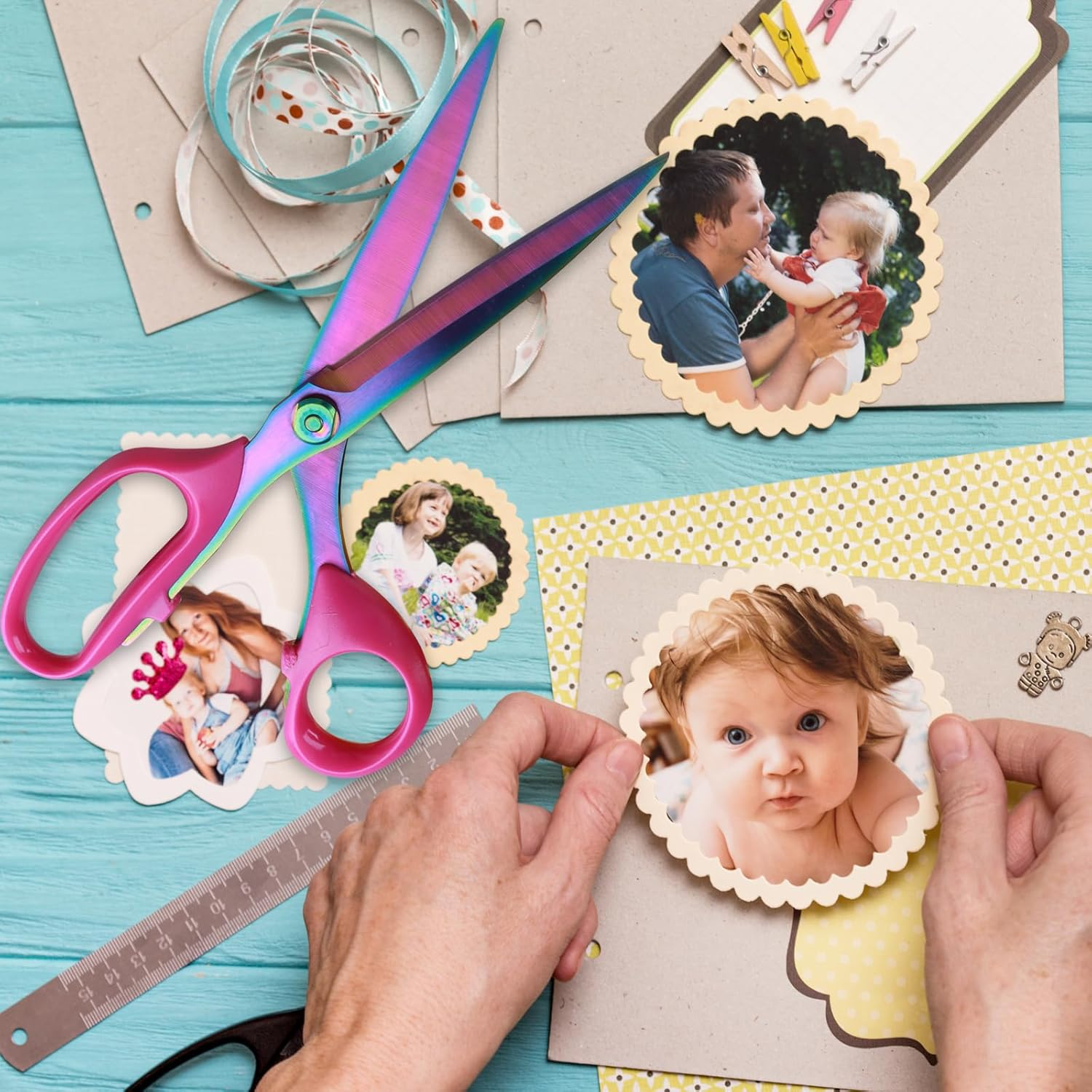 Left Handed Scissors Adults, Titanium Coating Forged Stainless Steel Sewing Scissors for Fabric Cutting, Multi-Purpose Shears for Dressmaking, Quilting, Home General Use Professional Crafting, 9 Inch