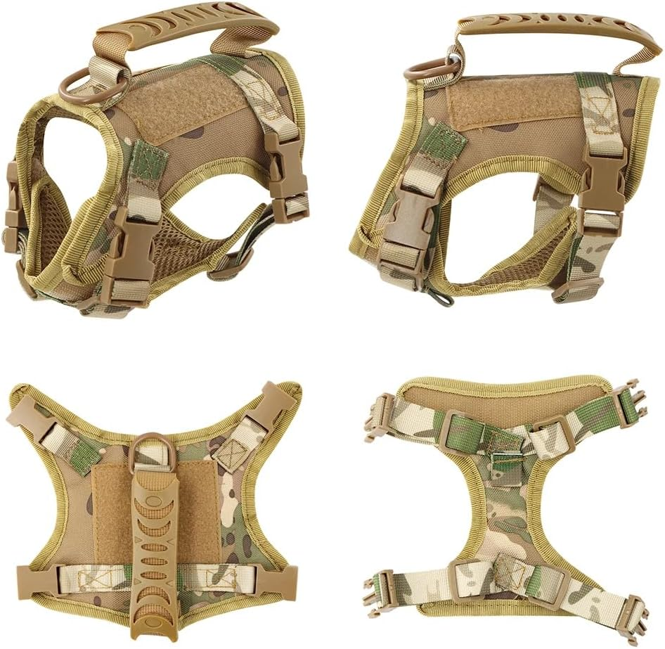 Tactical Cat Harness Leash for Walking Escape Proof Adjustable Kitten Vest with Patch for Military Service Small Dog Training,Brown Harness - Blackleash image number 7