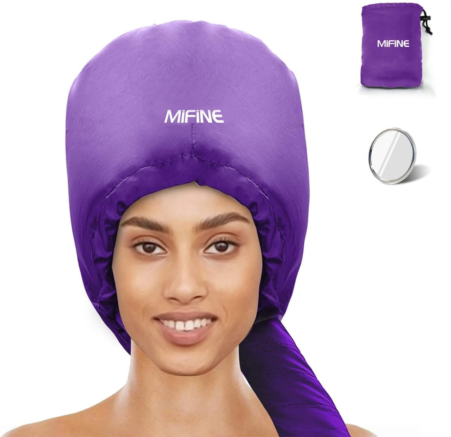 Bonnet Hood Hair Dryer Attachment - Adjustable Extra Large Bonnet Hair Dryer for Hand Held Hair Dryer with Stretchable Grip and Extended Hose Length (Purple)