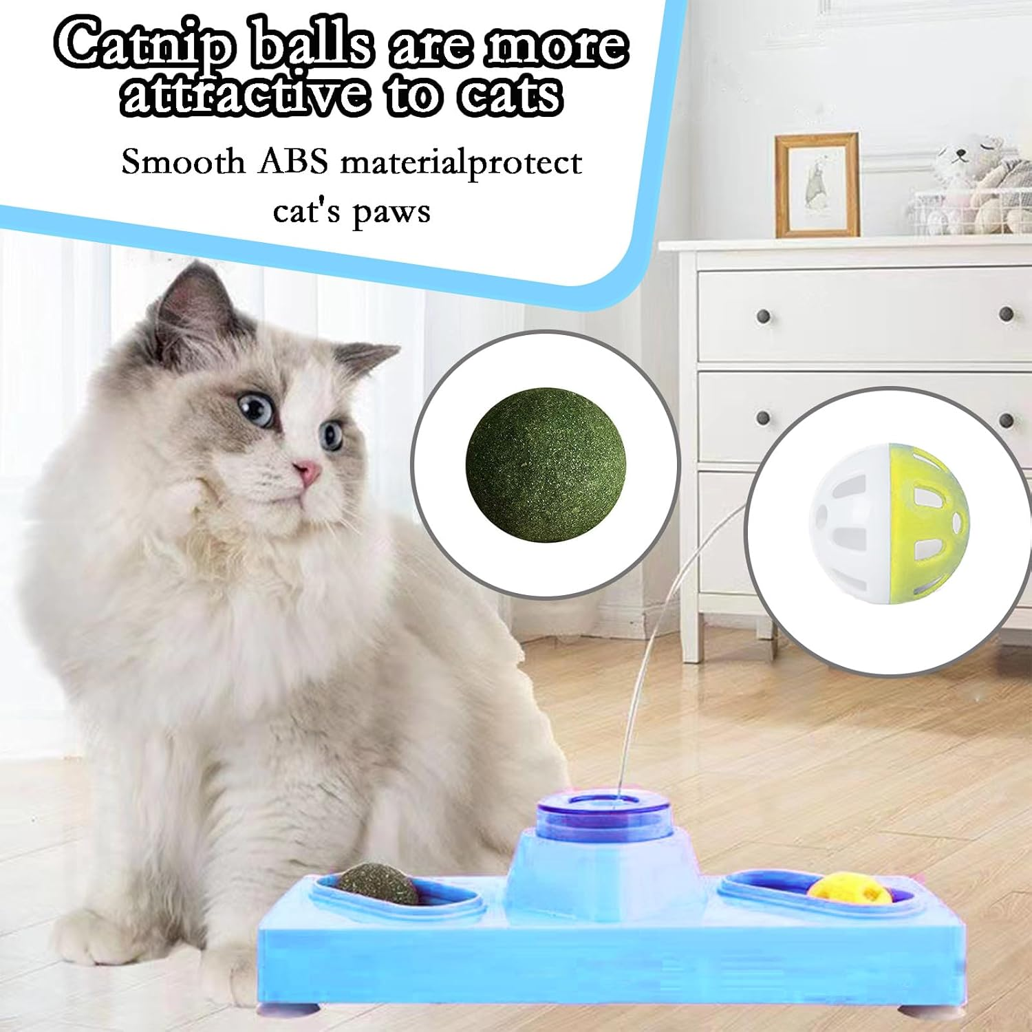 Cat Toys 3 in 1 Interactive Cat Toys for Indoor Cats - with Interactive Butterfly Flutter,Track Balls and Catnip image number 5
