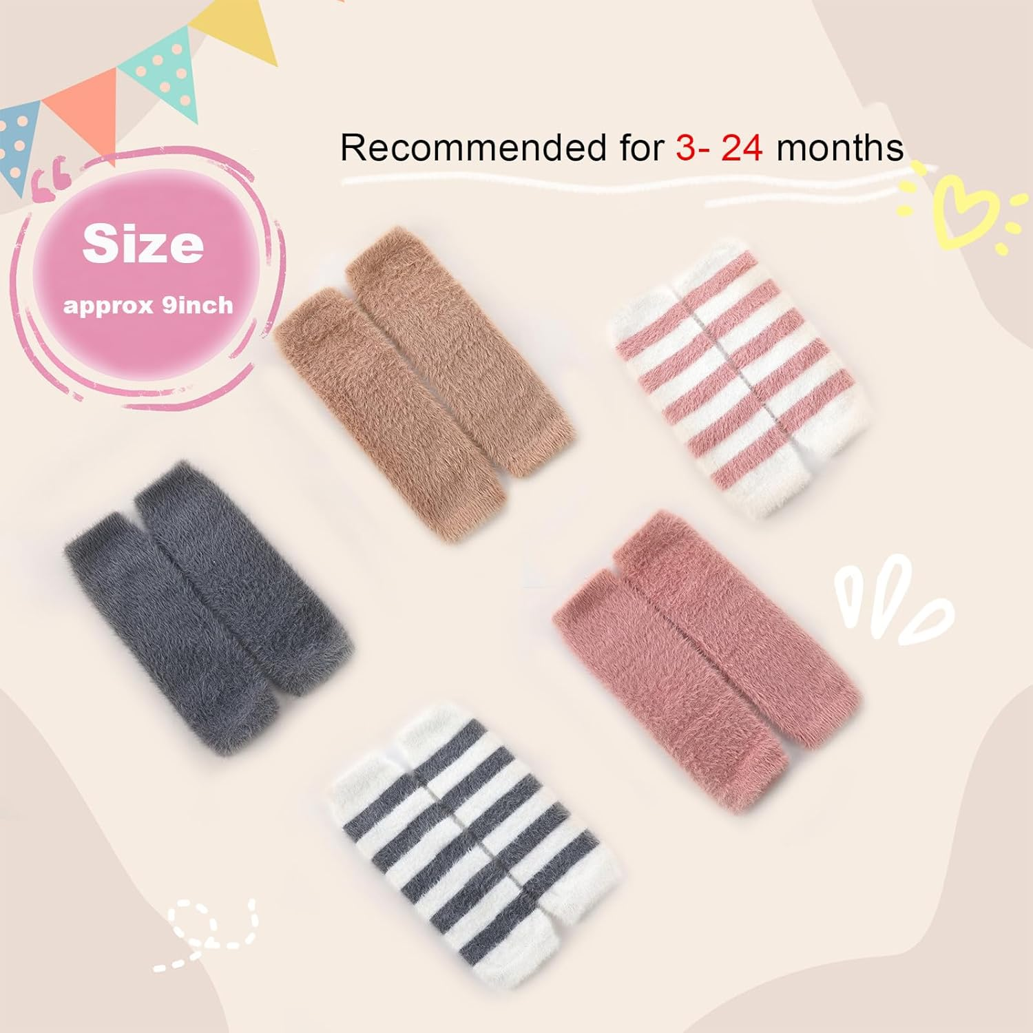 MOMSMENU Baby Leggings Winter Infant Leg Warmers 3-24 Months for Kids Boys Girls 5 Pairs image number 3