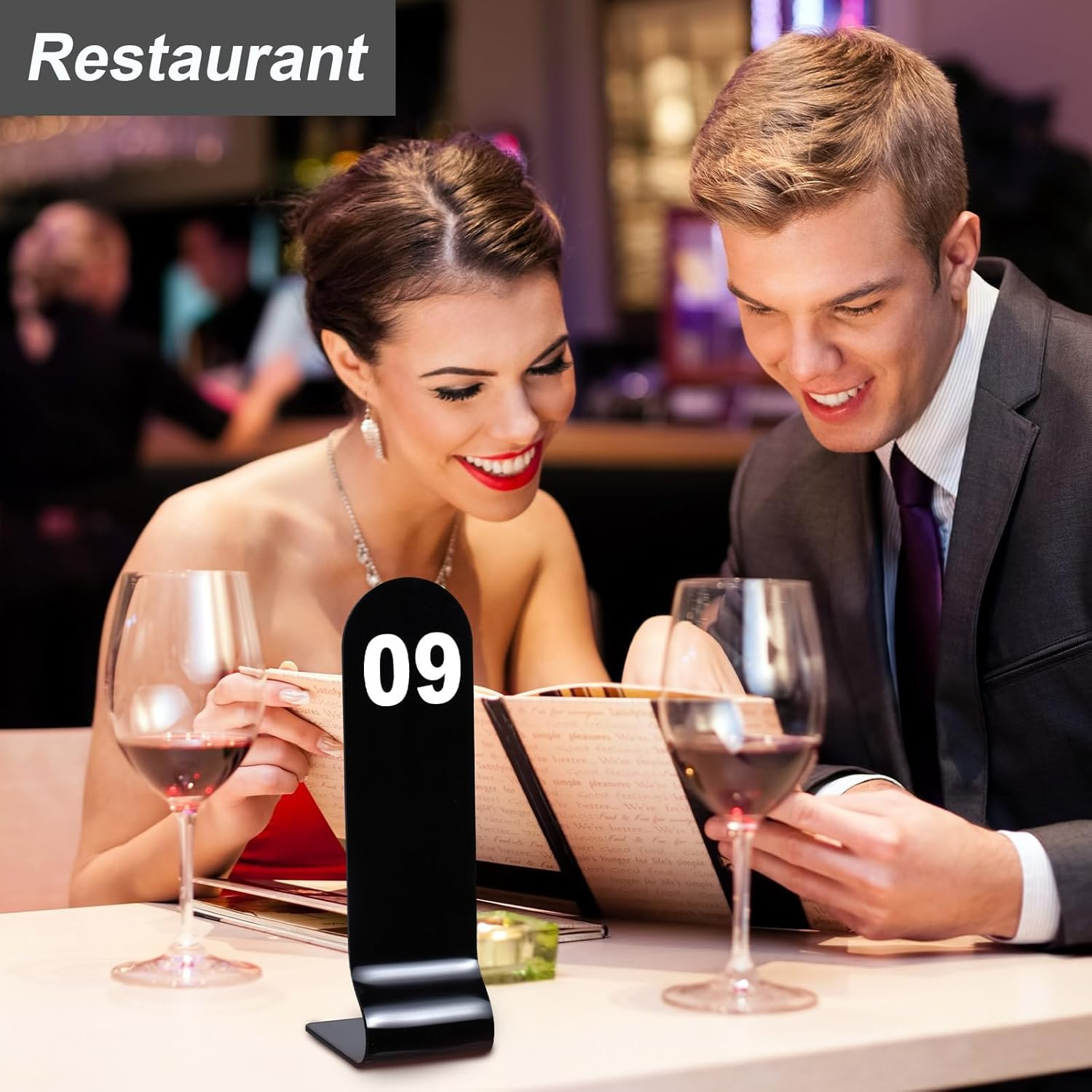 1-30 Table Numbers Restaurant Order Numbers Double Sided Acrylic Reception Number Stands Signs for Wedding Restaurant Seating Cafes Party Banquet (Black) - White image number 5