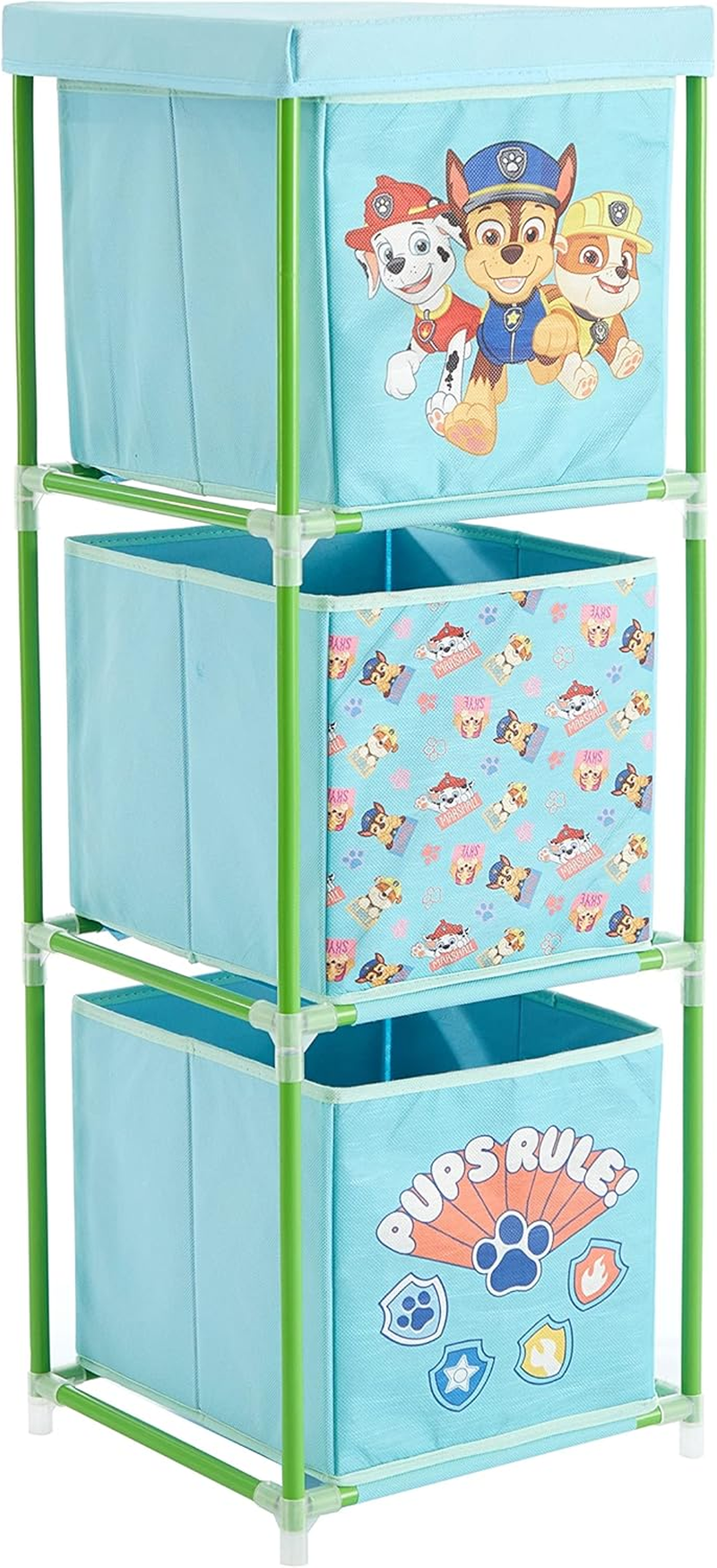 Idea Nuova Nickelodeon Baby Shark 3 Tier Fabric Storage Organizer with 3 Cubes and Removable Lid