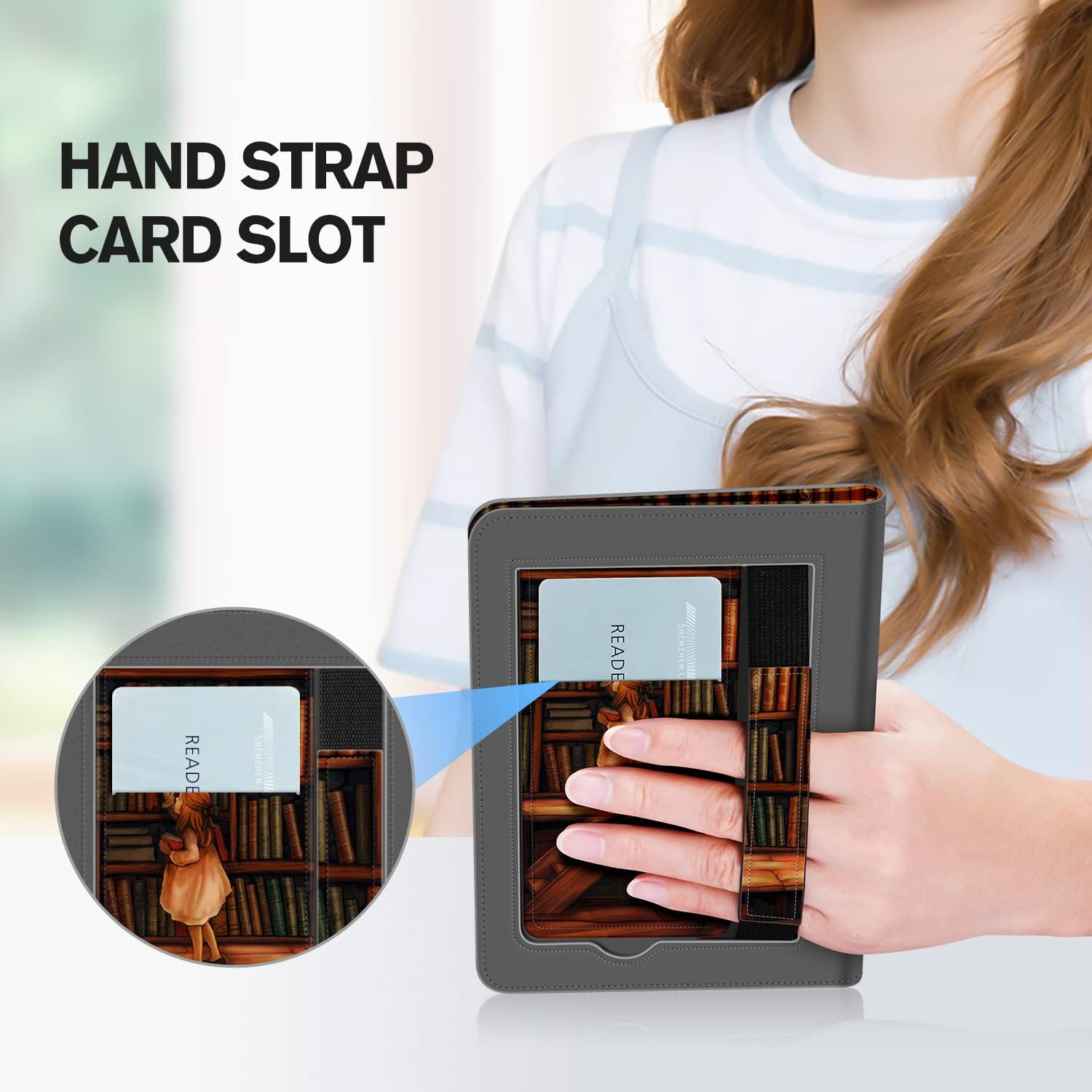 Ayotu Stand Case for Kindle Paperwhite 2021 - with Auto Wake/Sleep, Premium PU Leather Cover with Hand Strap, Only for 6.8" Kindle Paperwhite 11Th Generation 2021 and Signature Edition,The Library image number 3