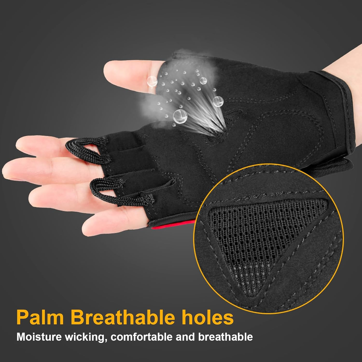 Fingerless Cycling Gloves, Padded Half Finger Cycling Gloves, Anti-Slip Shock-Absorbing Breathable Mountain Bike Gloves for Men Women Outdoor Sports image number 4