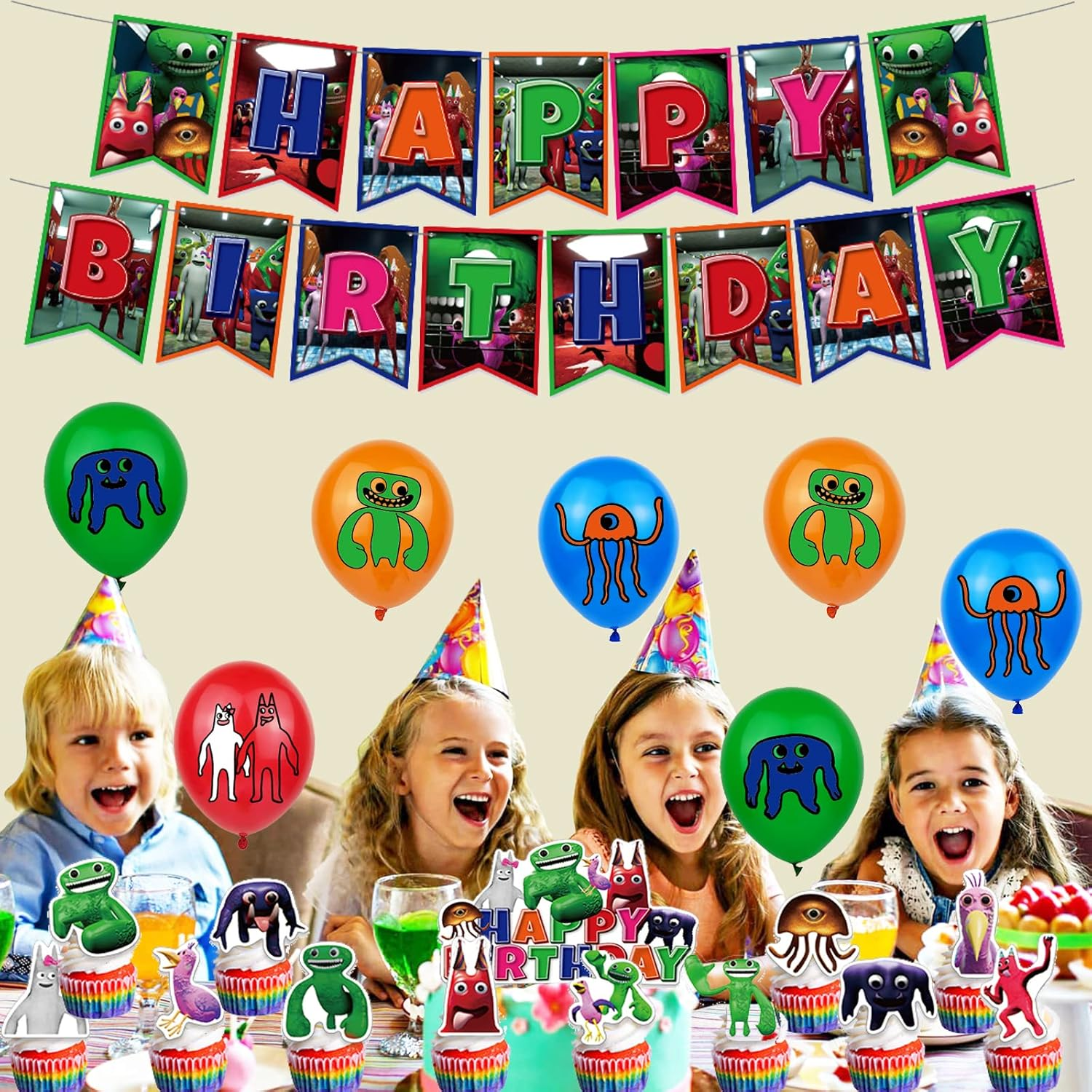 Garten of Banban Party Supplies Garten of Banban Party Decorations Garten of Ban Ban Balloons Birthday Garten of Banban Balloons Garten of Ban Ban Cake Topper Garten of Ban Ban Birthday Banner image number 5
