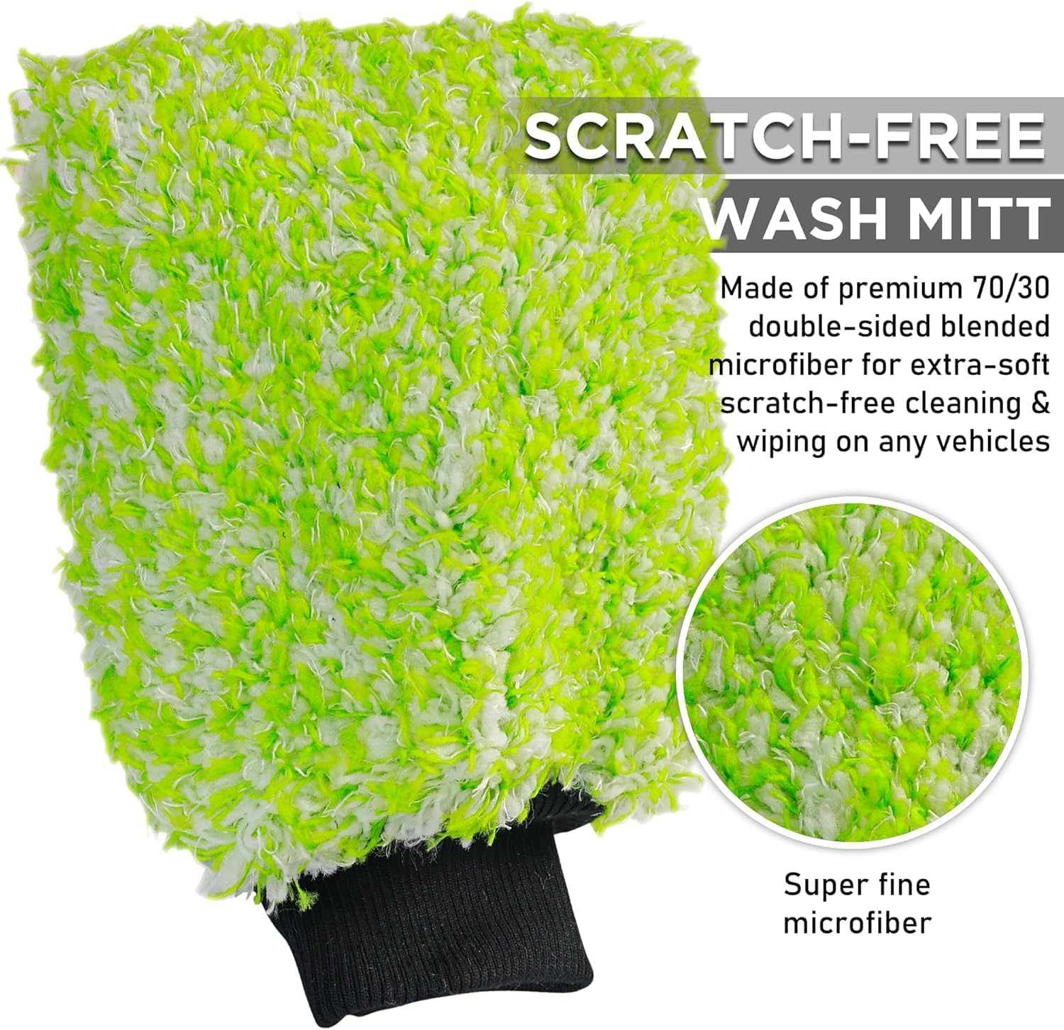 New Car Wash Mitt,Premium Cyclone Microfiber Washing Gloves, Holds Tons of Sudsy Water for Effective Washing, Machine Washable, Lint Free, Scratch Free (Green, 28X20Cm) image number 5