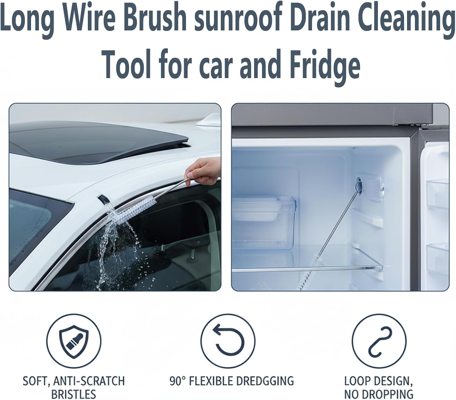 Wire Brush Pipe Cleaner for Car Sunroof, Drain Snake, Brush Cleaner, 60-Inch Length - by Ruibex image number 1