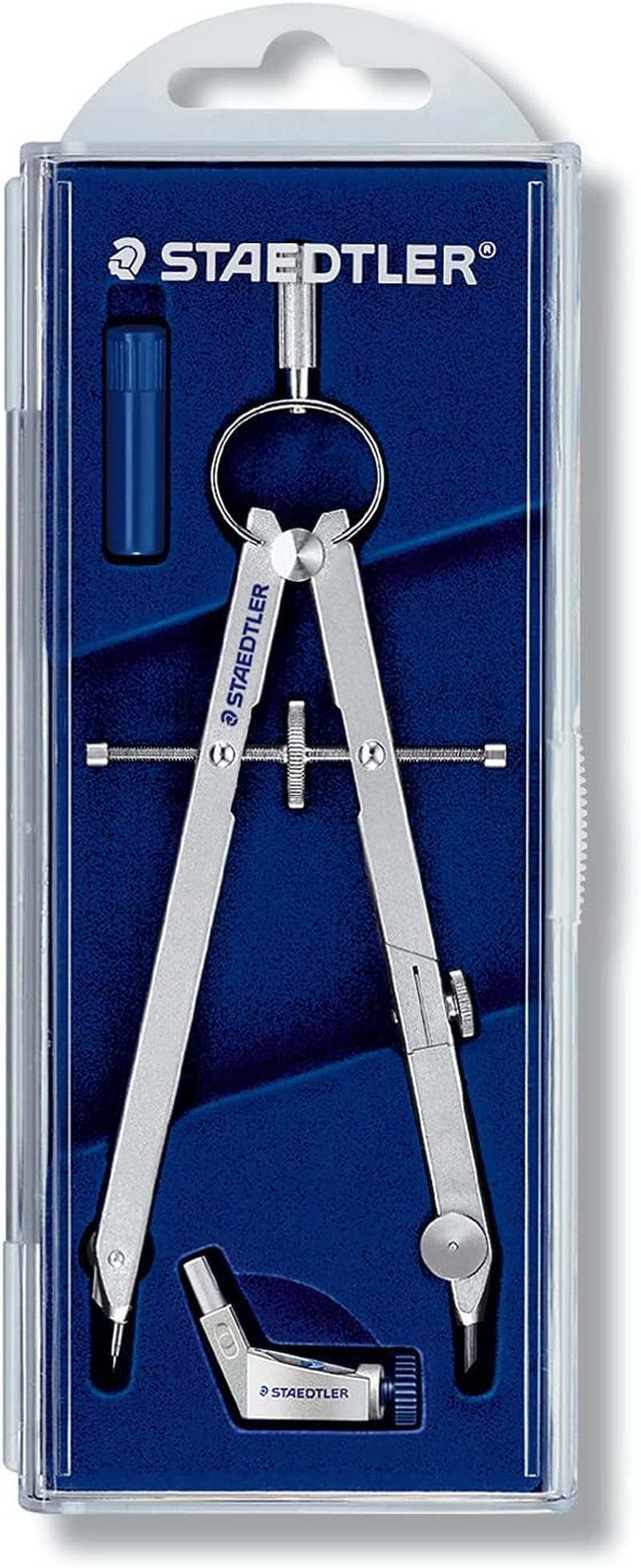 STAEDTLER Mars Comfort Precision Compass, 551 01, Precision Compass with Spindle Guide, Spring-Bow Head and Centre Wheel, Solid Metal Compass, Hinged Leg Joint and Needle Shoe image number 1