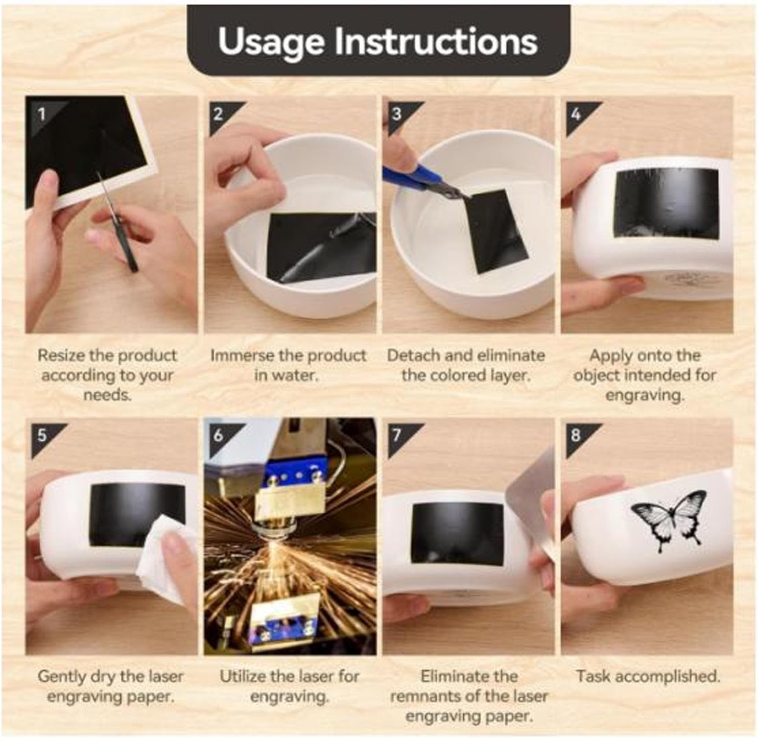 5Pcs DIY Black Engraved Marker Paper Set, Engraving Color Paper for Metal Ceramics Glass, 39X27Cm Engrave Marking with Scraper image number 2