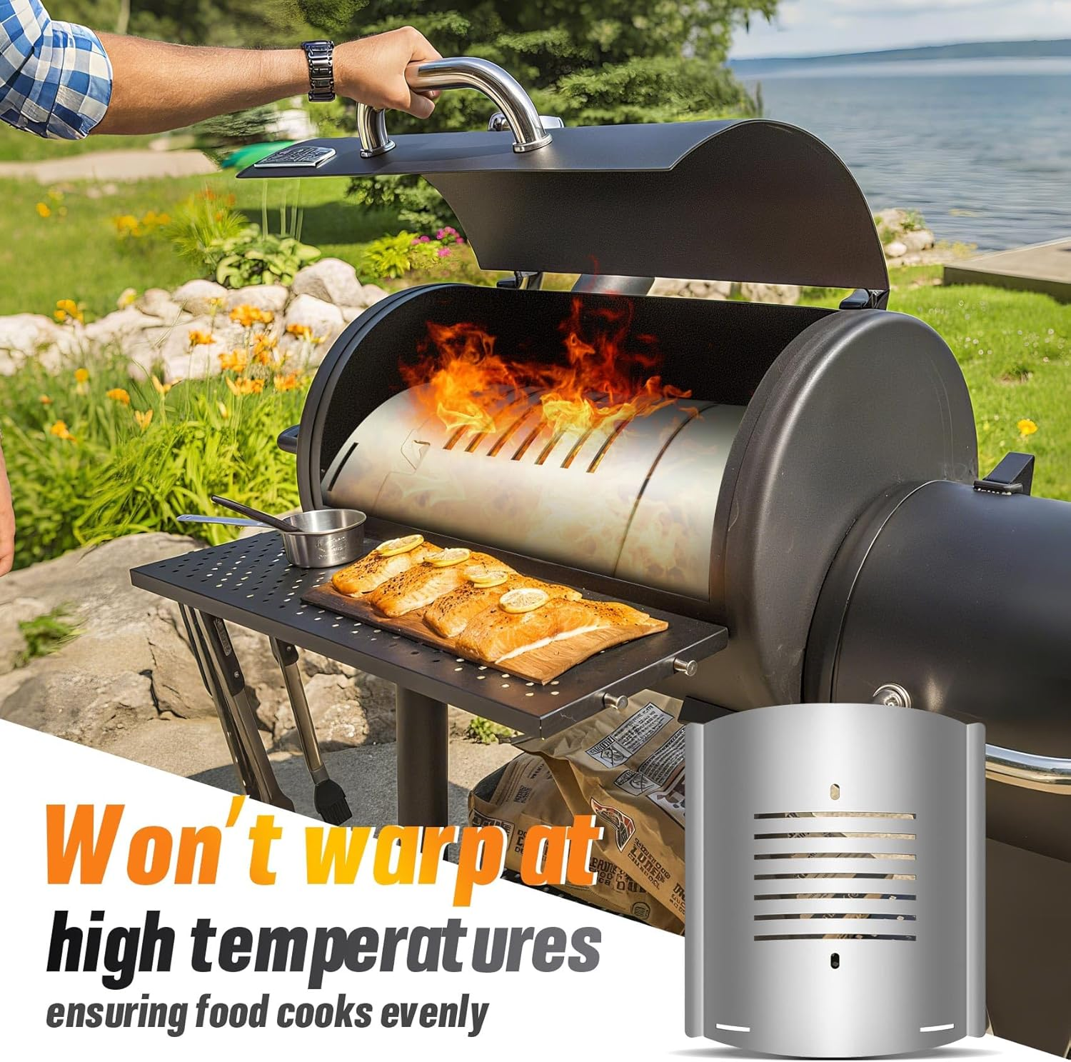 PB1230 Sliding Cover Bottom Kit, Flame Broiler Kit for Pit Boss 1230 Pellet/Gas Combo Grill, Compatible with PB1230CC, PB1100PSC2, PB550G, PB500SP, Grill Replacement Parts for Pellet Smoker image number 3