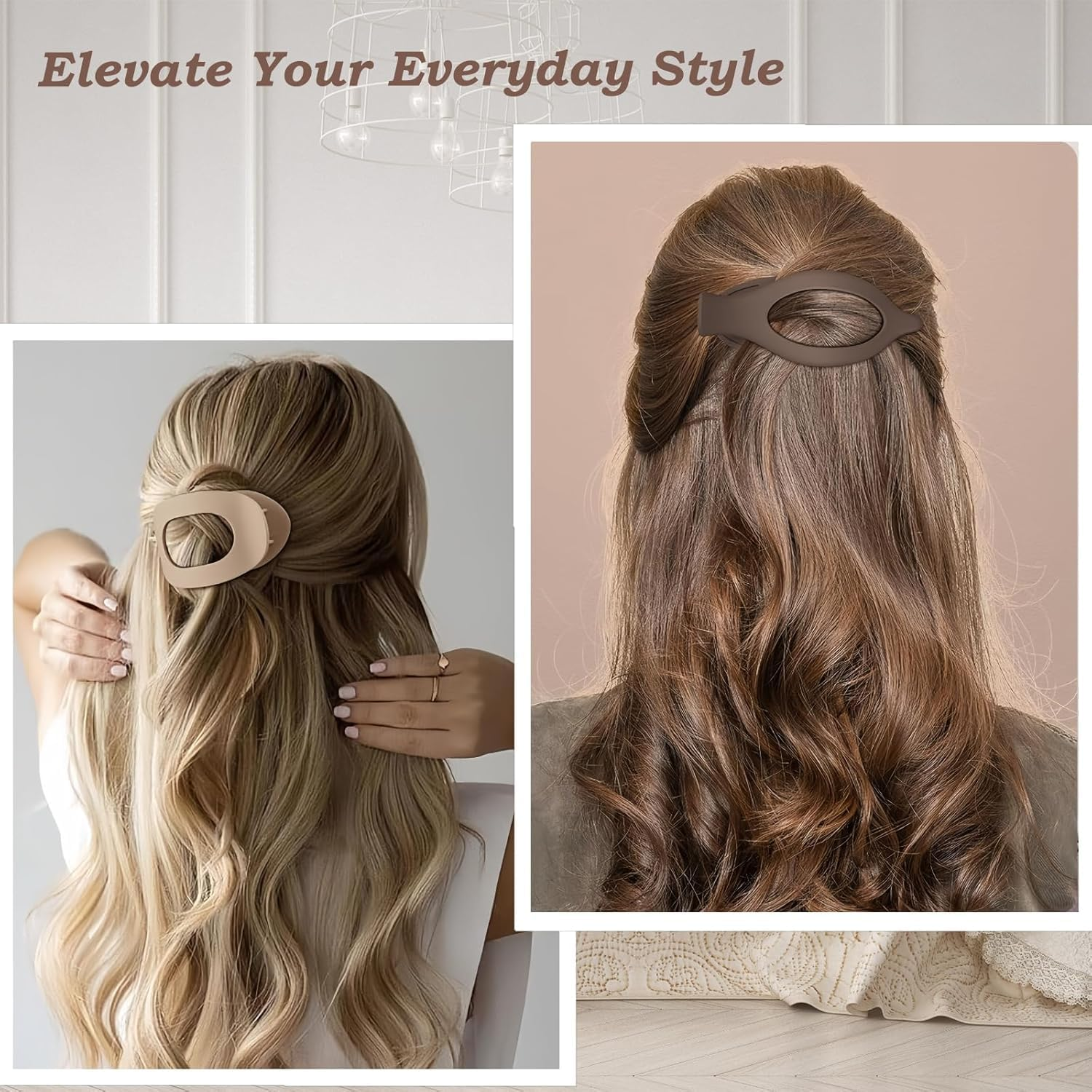 Hair Claw Clips for Women, 6 PCS Flat Hair Clips for Thick Thin Hair, Large Matte Hair Claw Nonslip for Girls Decoration image number 1