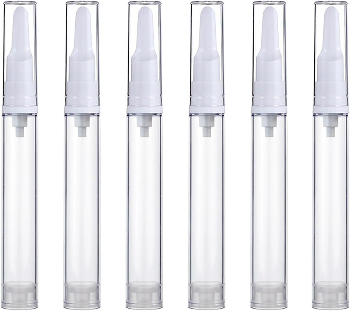 Qeuly 6 Pack Airless Pump Jars Travel Foundation Container, Travel Size Eye Cream Dispenser Empty Refillable Cosmetic Pump Bottles for Lotion Skincare Serum (5Ml+10Ml+15Ml) (SN-15105)