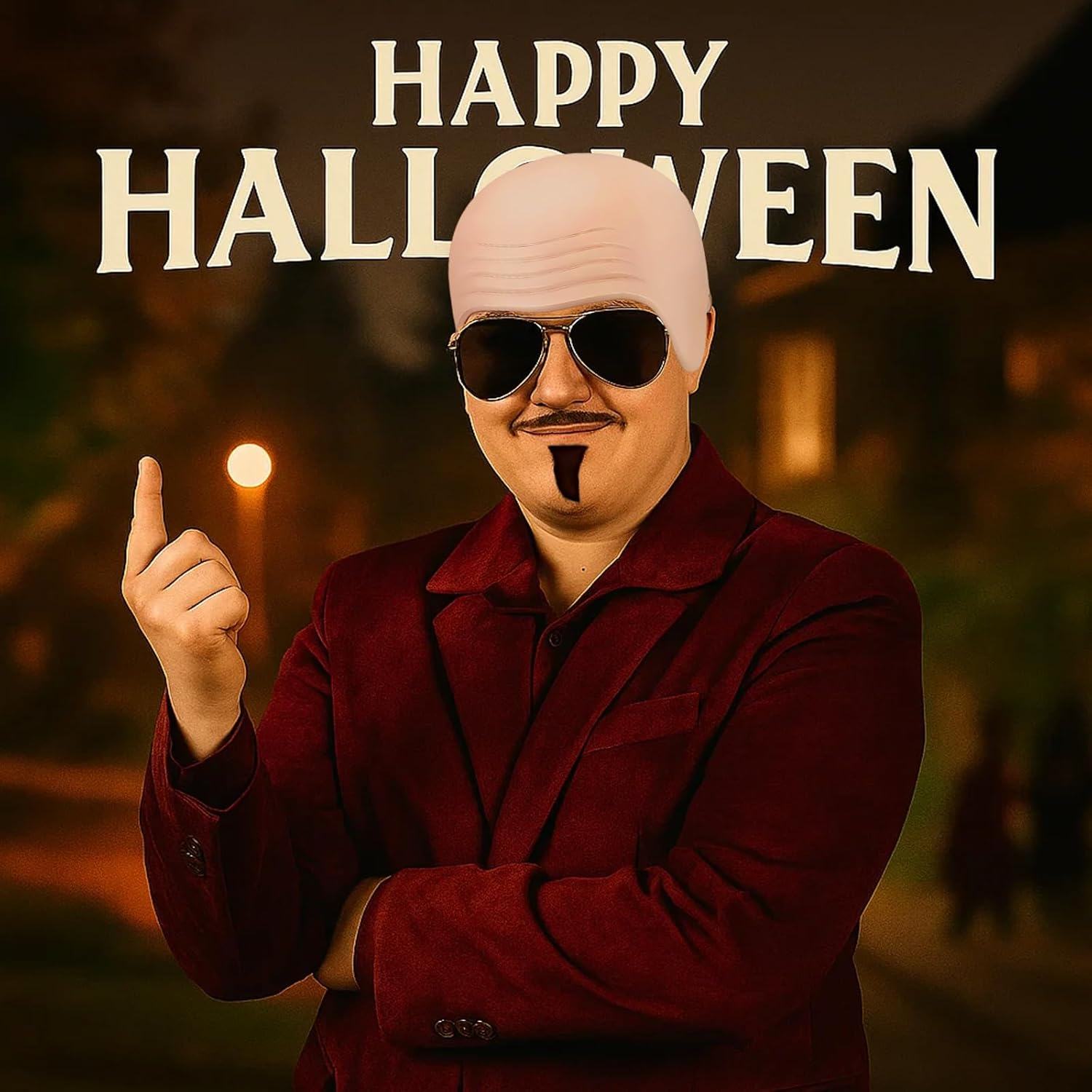 Pitbull Costume Set, Bald Cap Pitbull with Sunglasses and Fake Beard, Bald Cap for Party and Cosplay, One Size, Skin-Friendly Materials