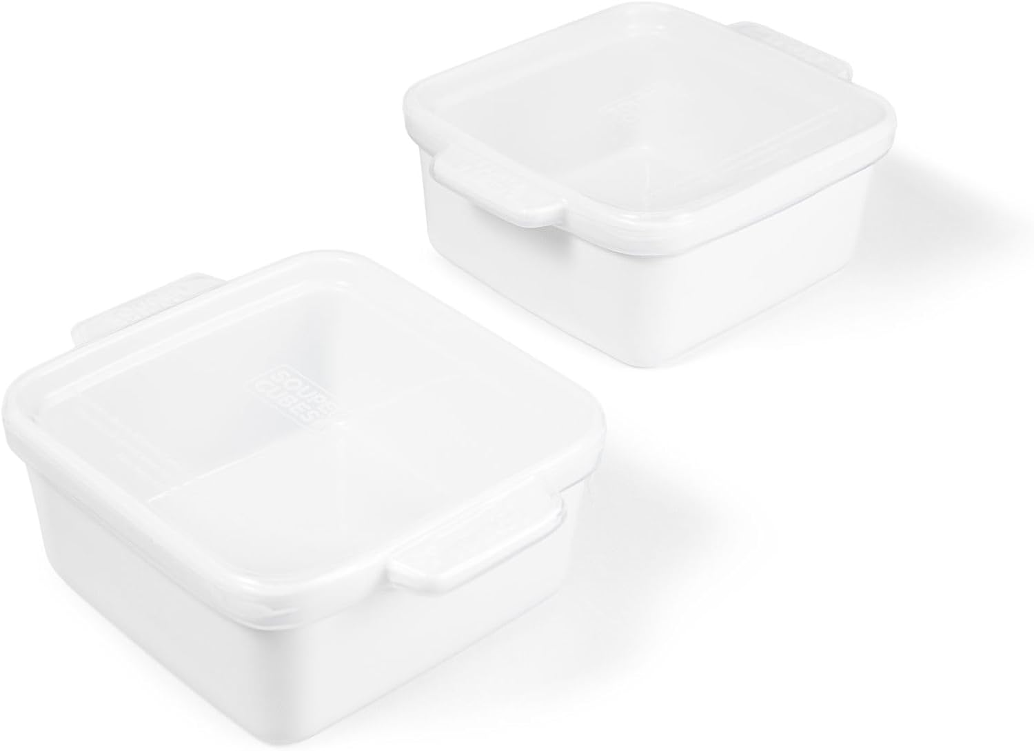 Souper Cubes Stoneware - 5" Square Baking Dish - Ceramic Baking Pan Set - Kitchen Essentials and Bakeware - Set of 2 - White image number 1