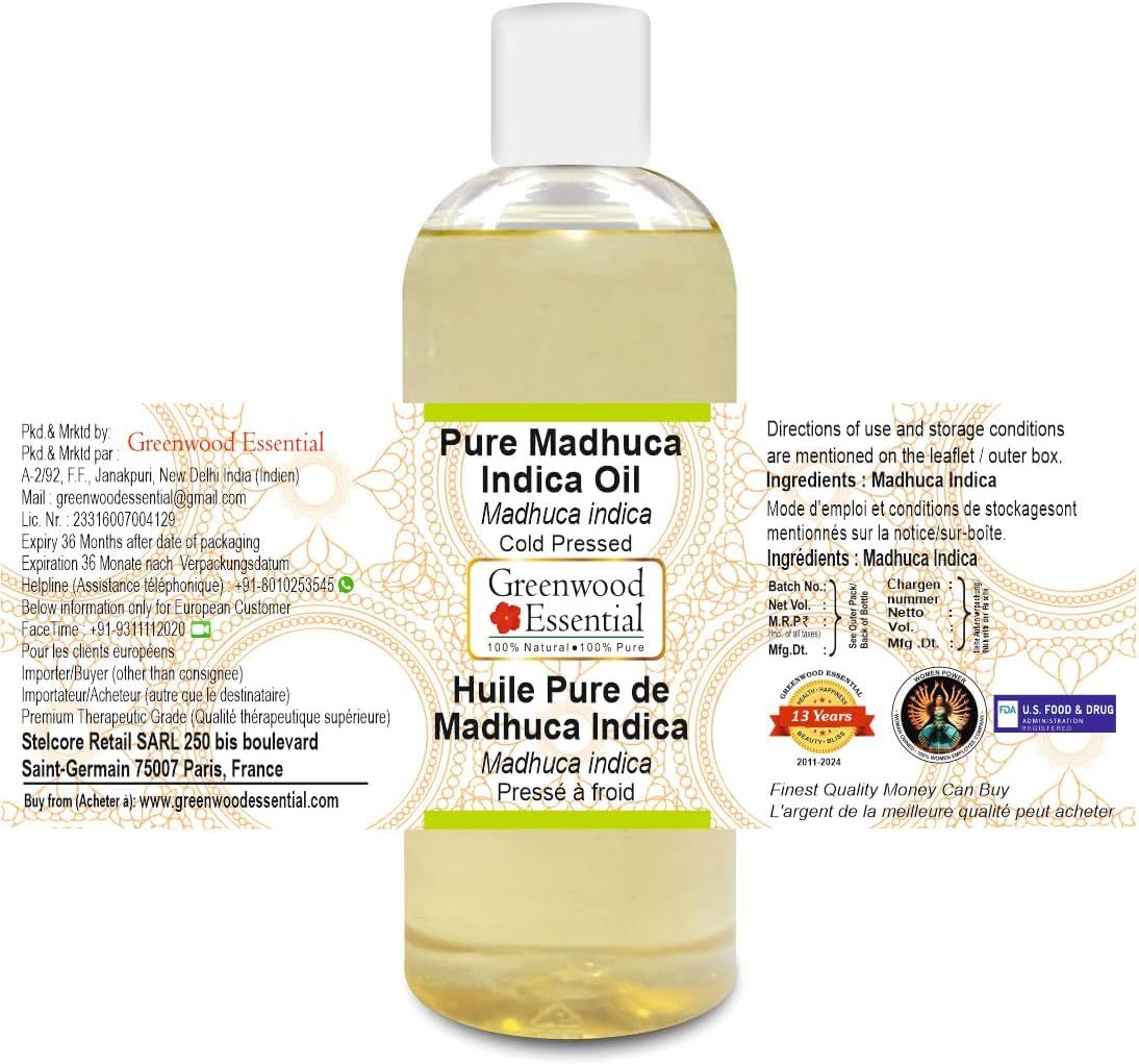 Greenwood Essential Pure Madhuca Indica Oil (Madhuca Indica) Cold Pressed 200Ml (6.76 Oz) image number 4