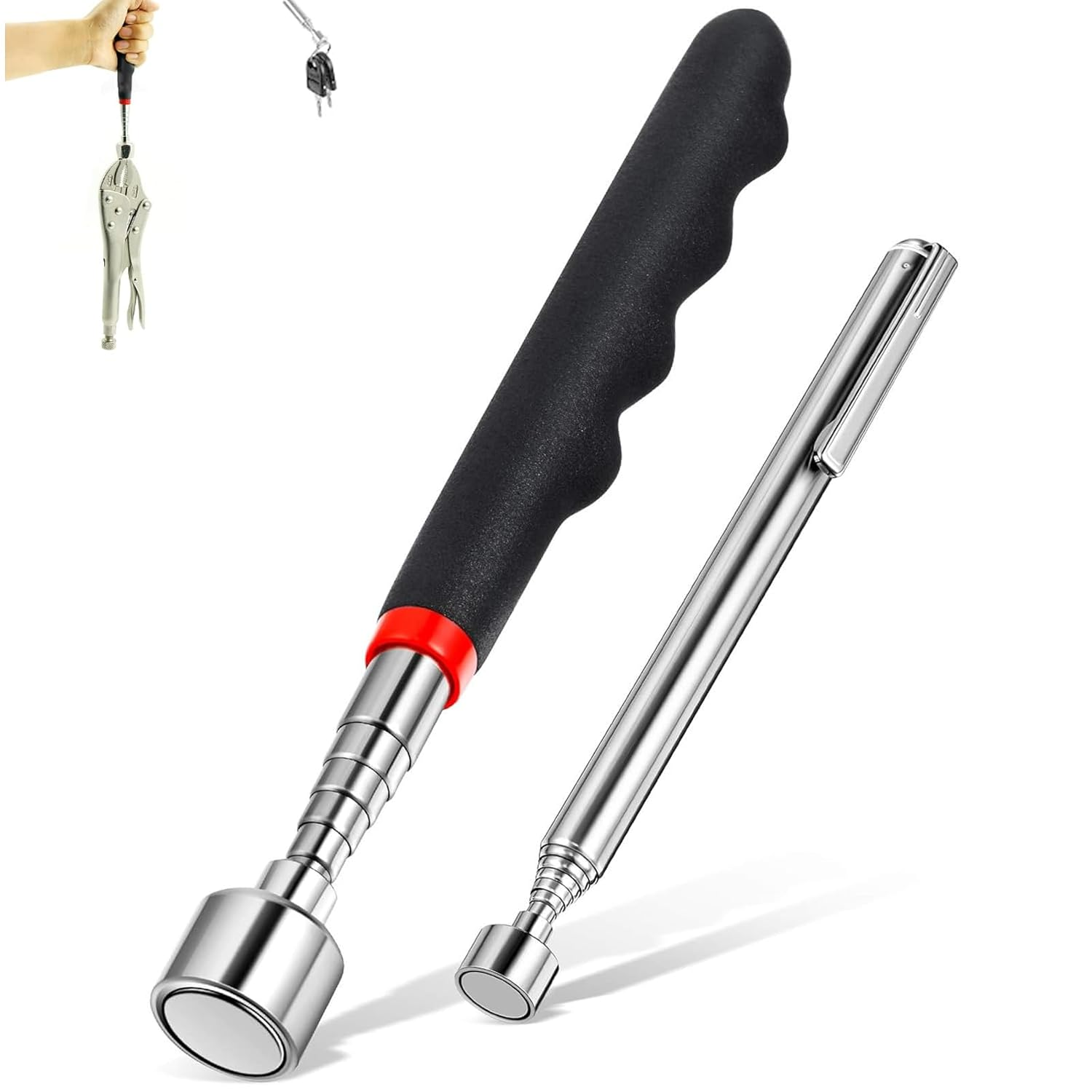 2 Pcs Telescoping Magnet Pick up Tools Include 20 Lb Magnetic Tool and 3 Lb Telescoping Magnet Stick Car Magnets to Retrieve Gadget for Hard to Reach Places Suitable