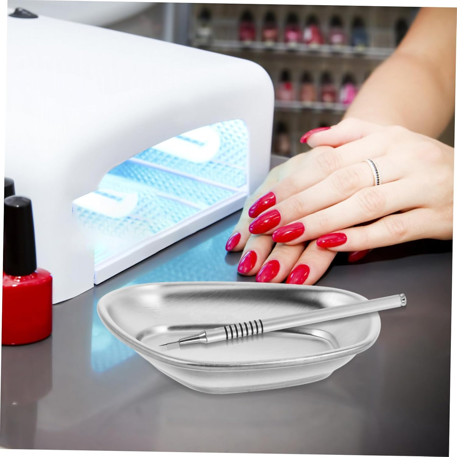 SAFIGLE Stainless Steel Disinfection Tray Nail Tool Sterilizer Cleaning for Nail Salon Supplies image number 6