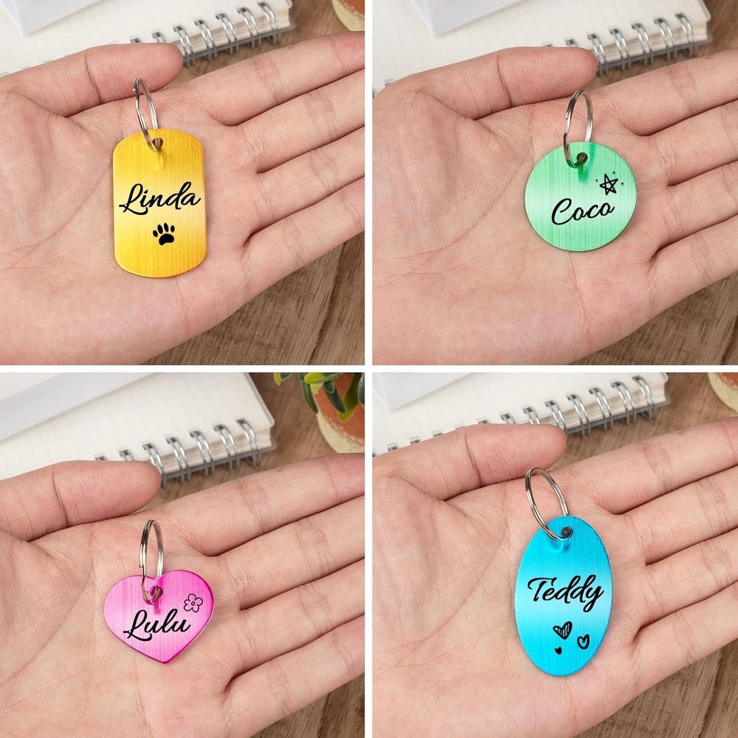 30Pcs Blank Dog Tags for Engraving, Aluminum Pet ID Tags with Rings for DIY Craft Pendant with Hole for Dog Cat Name Phone Number Metal Stamping Tags image number 2