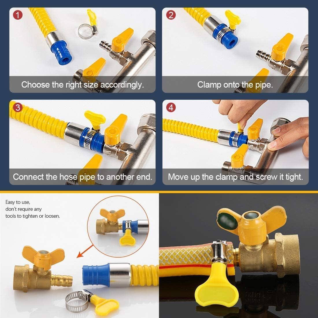 40 Pcs 8-29Mm/0.31-1.14 In, Stainless Steel Clamps with Plastic Handle, Keyed Stainless Steel Worm Gear Hose Clamps with Plastic Handle for Pipe, Tube, Automotive and Machinery Applications image number 2