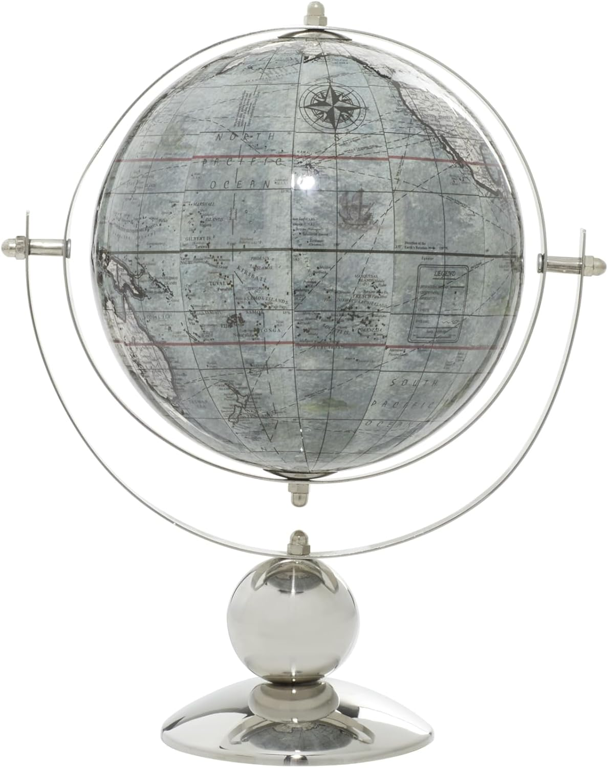 Deco 79 Stainless Steel Globe, 8" X 5" X 9", Silver