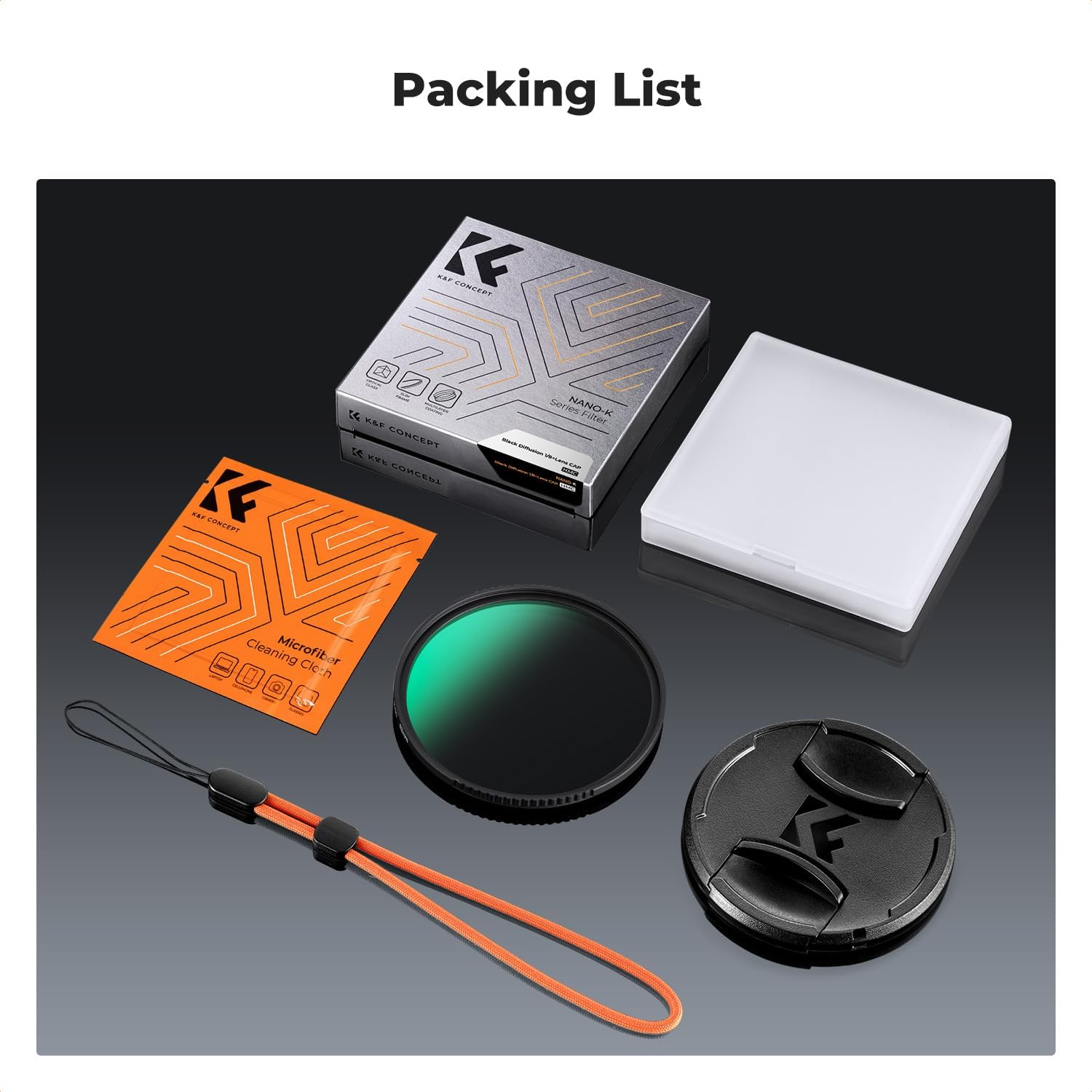 K&F CONCEPT 67Mm Black Diffusion 1/8 Filter with Camera Lens Cap Kit, Pro Mist Dreamy Cinematic Effect Filter with Multi-Coated for Photography/Video/Vlog/Portrait (Nano-K) image number 2